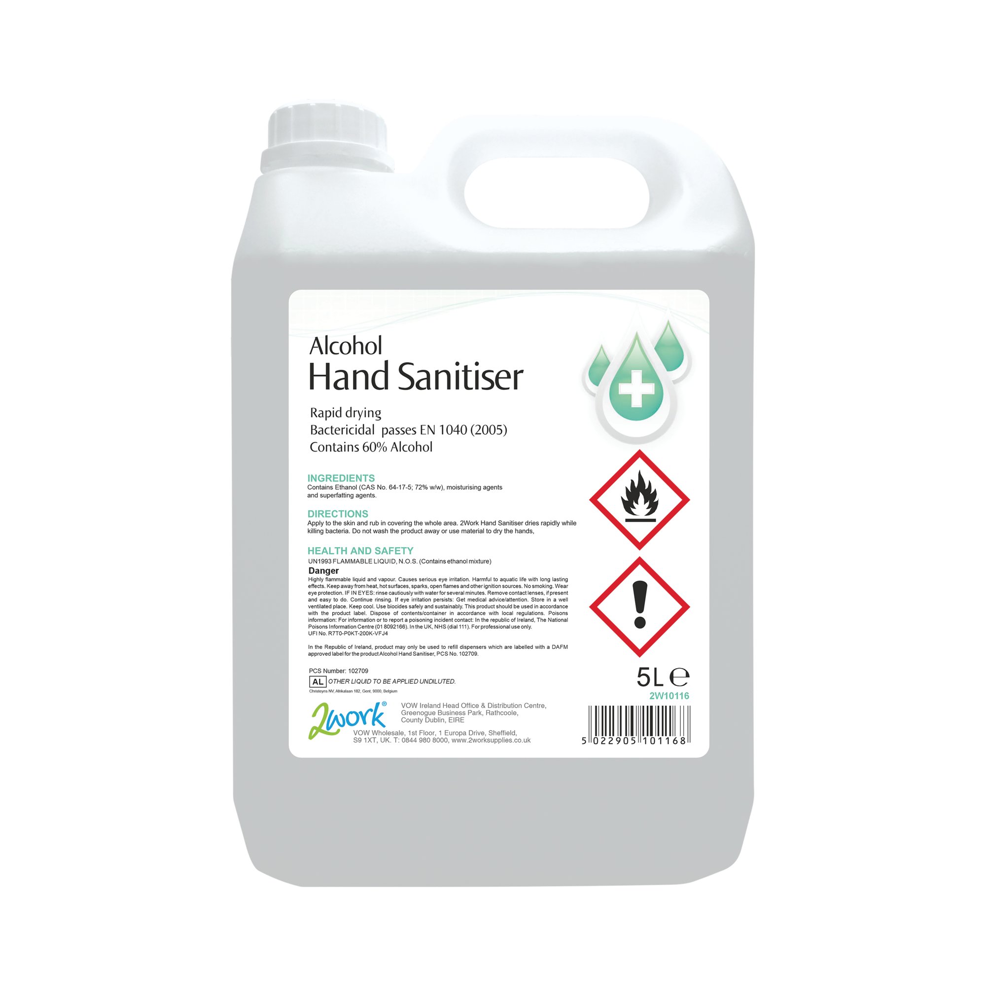 2WORK ALCOHOL HAND SANITISER 5L PK2