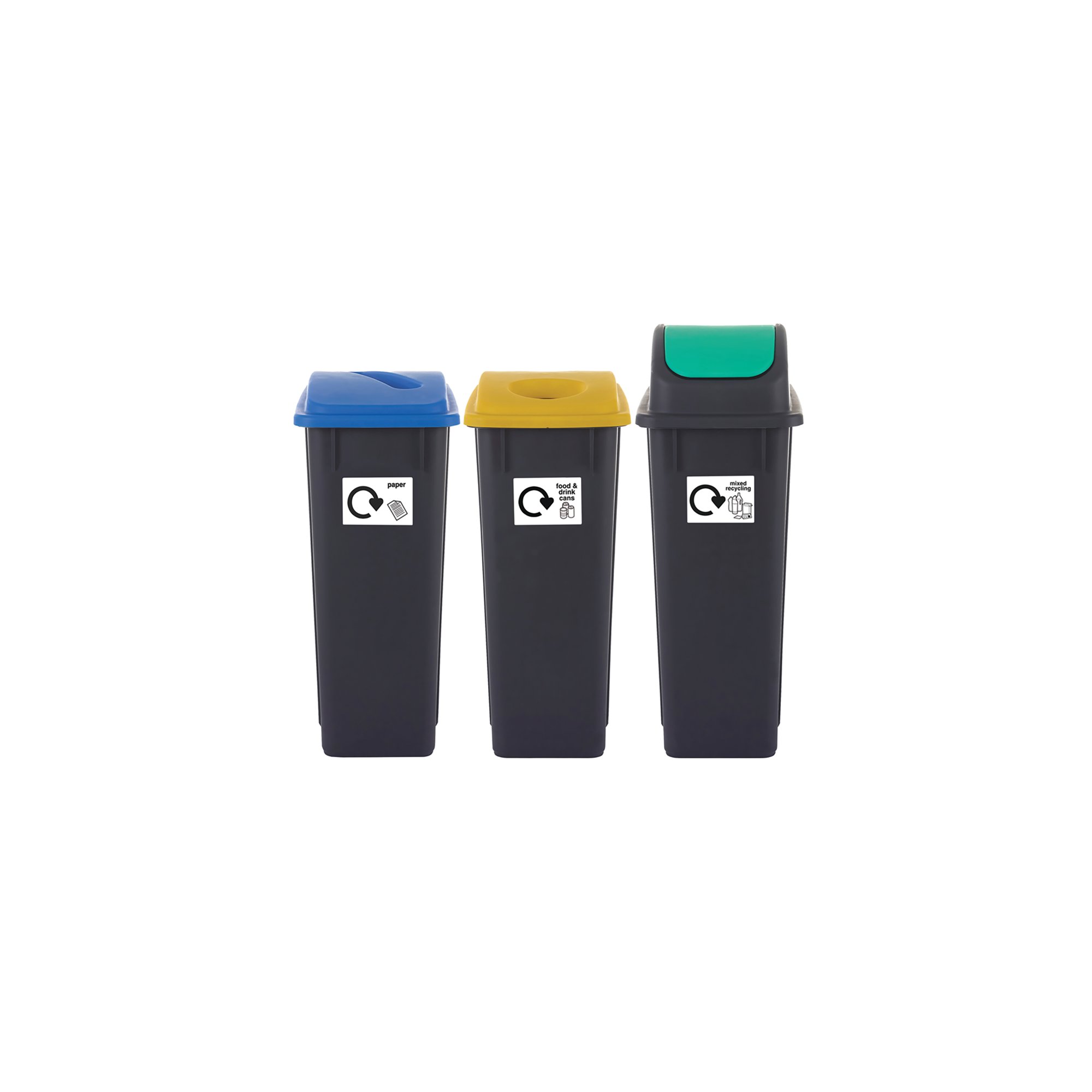 RECYCLING BINS 65 LITRE AST PK3
