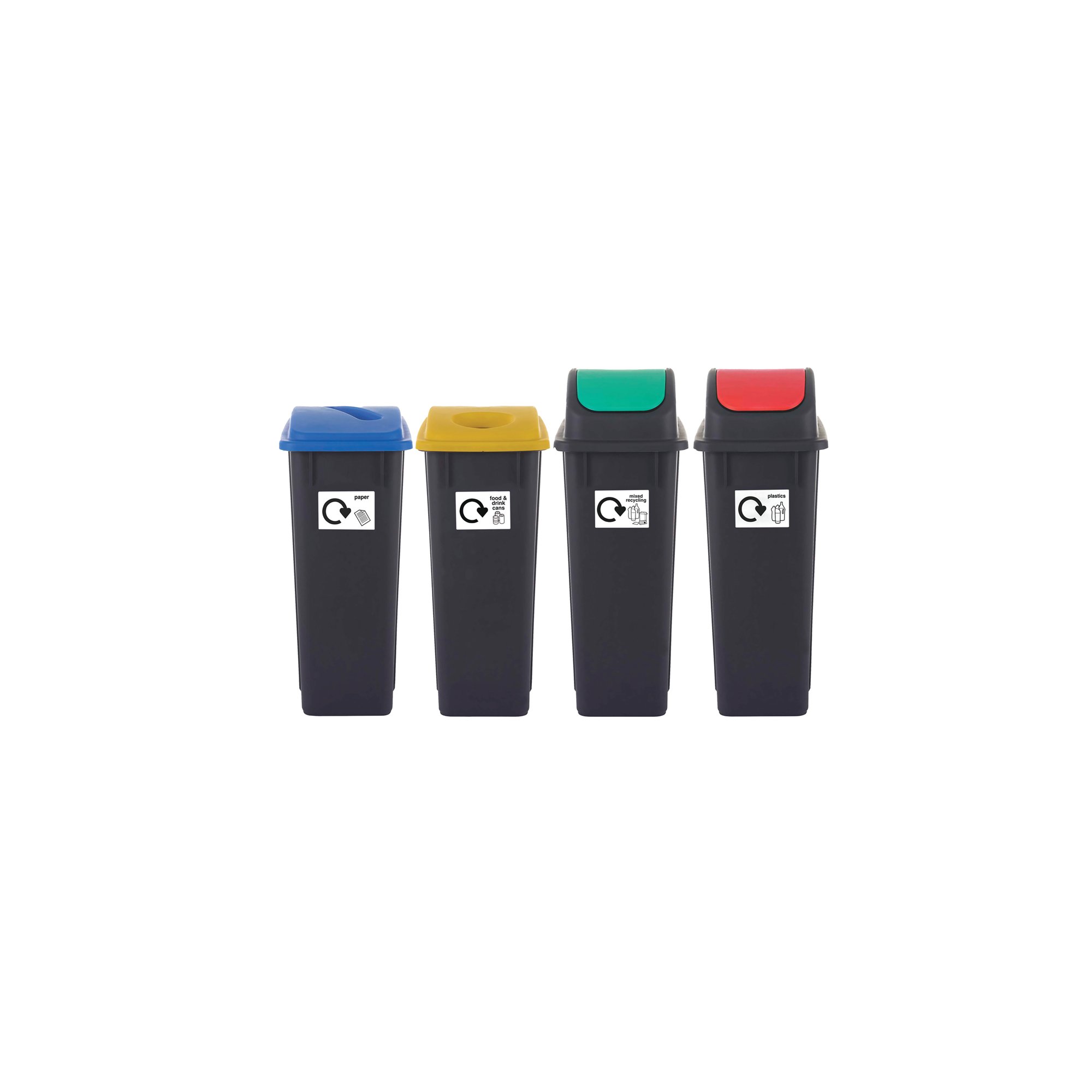 RECYCLING BINS 65 LITRE AST PK4