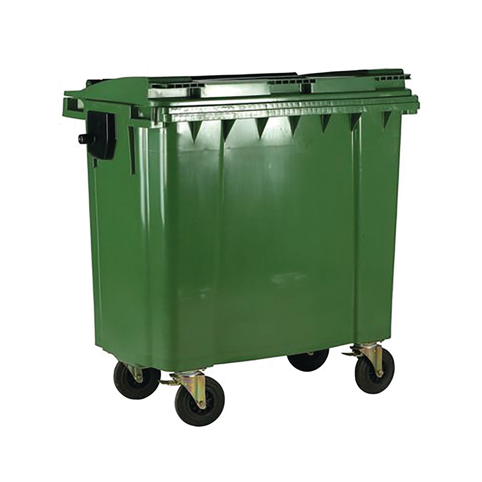2WORK WHEELIE BIN 770L W/LCK LD GRN