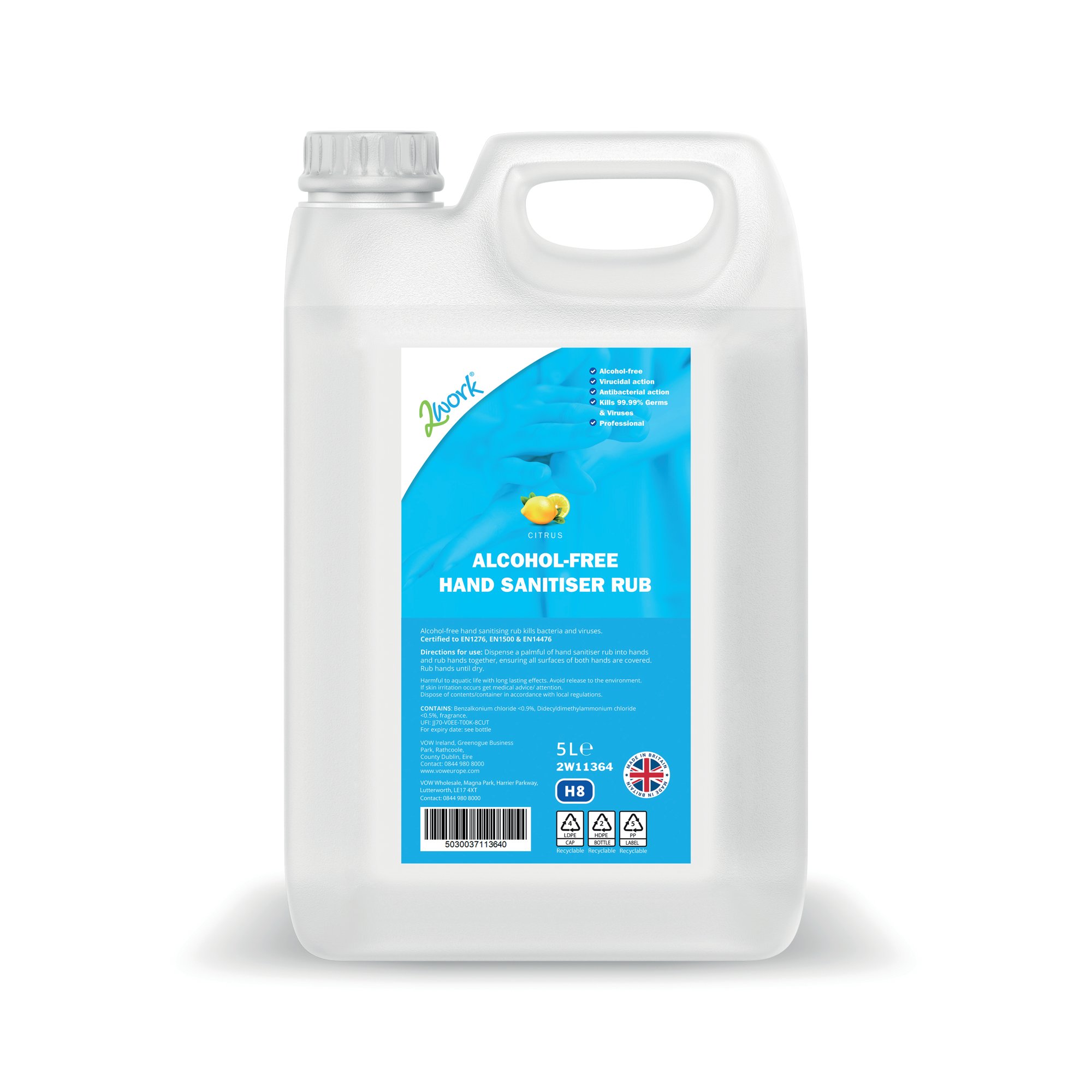 2WORK HAND SANITISER ALC-FREE 5L