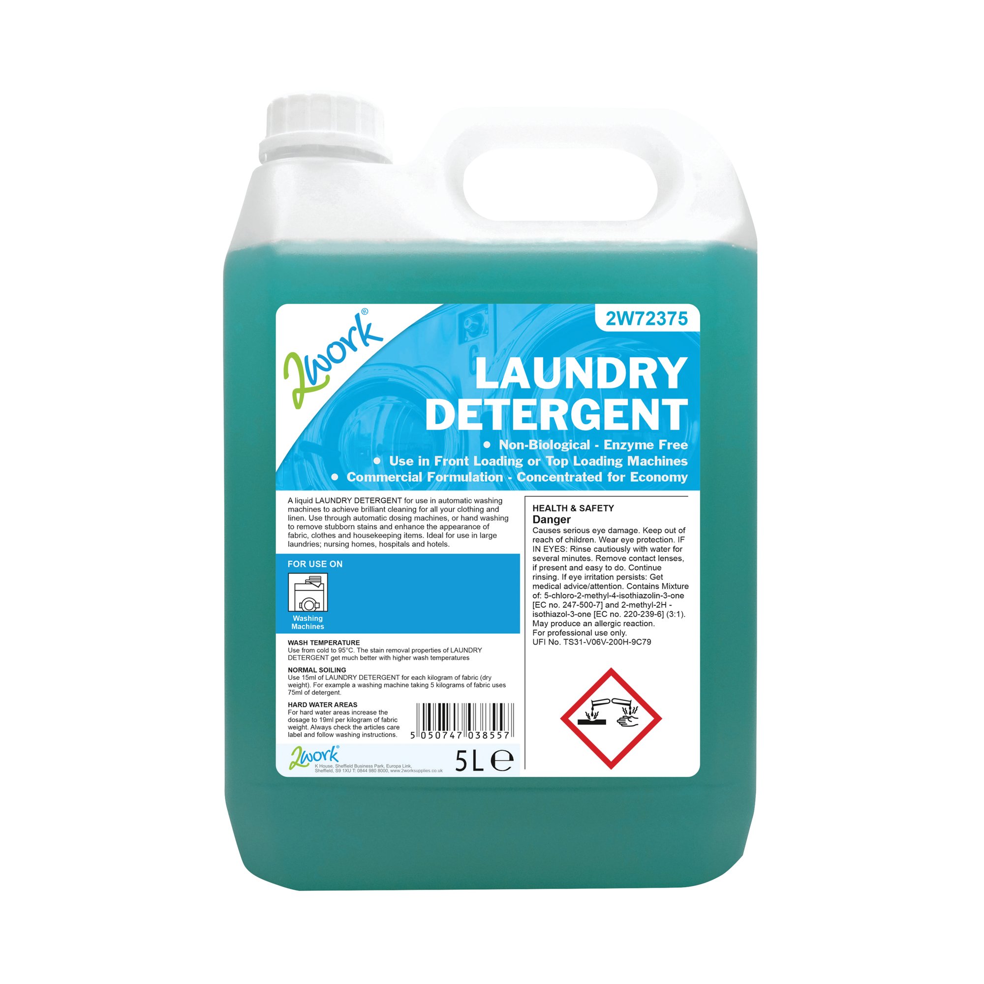 2WORK LAUNDRY DETERGENT NON-BIO 5L