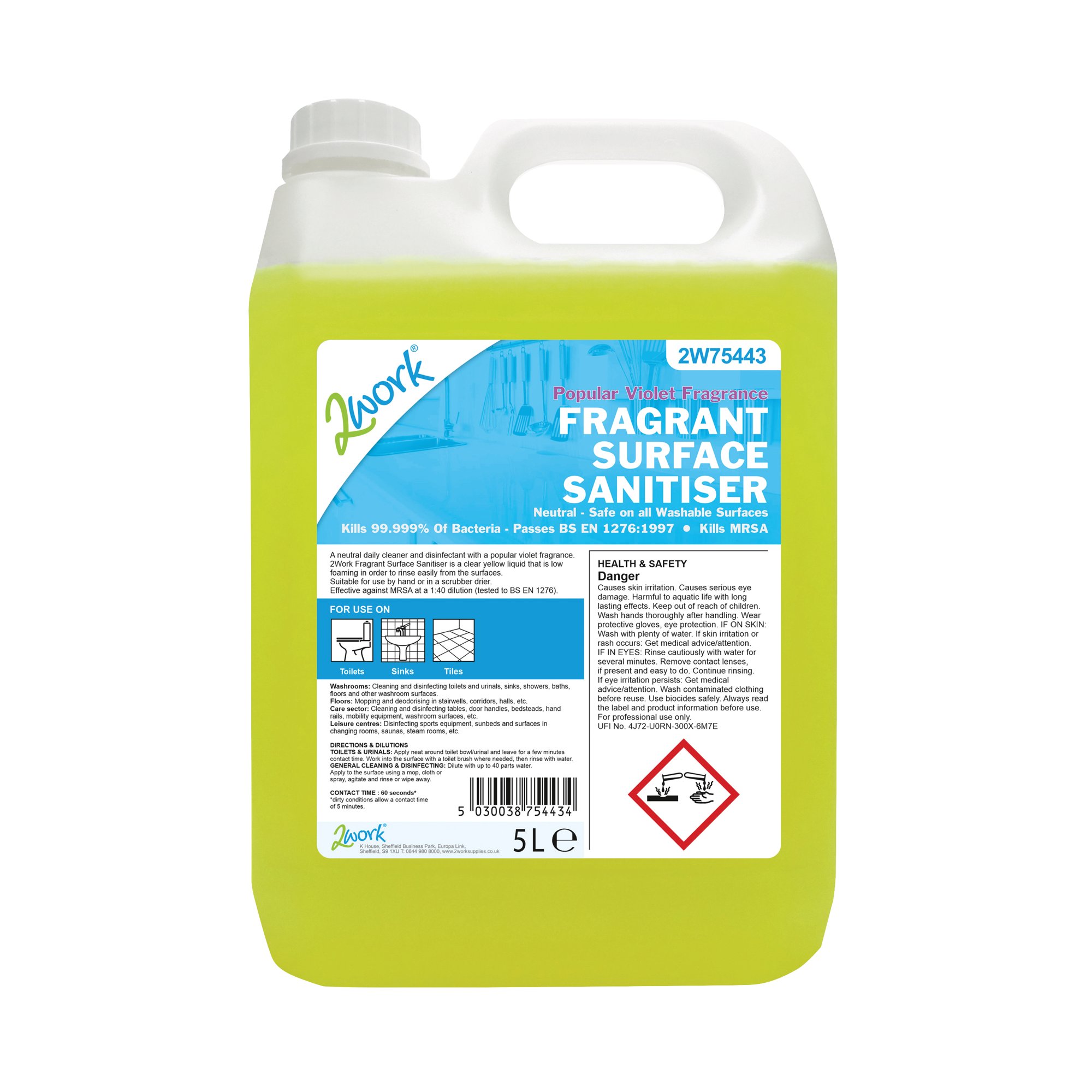 2WORK FRAGRANT SURFACE SANITISER 5L