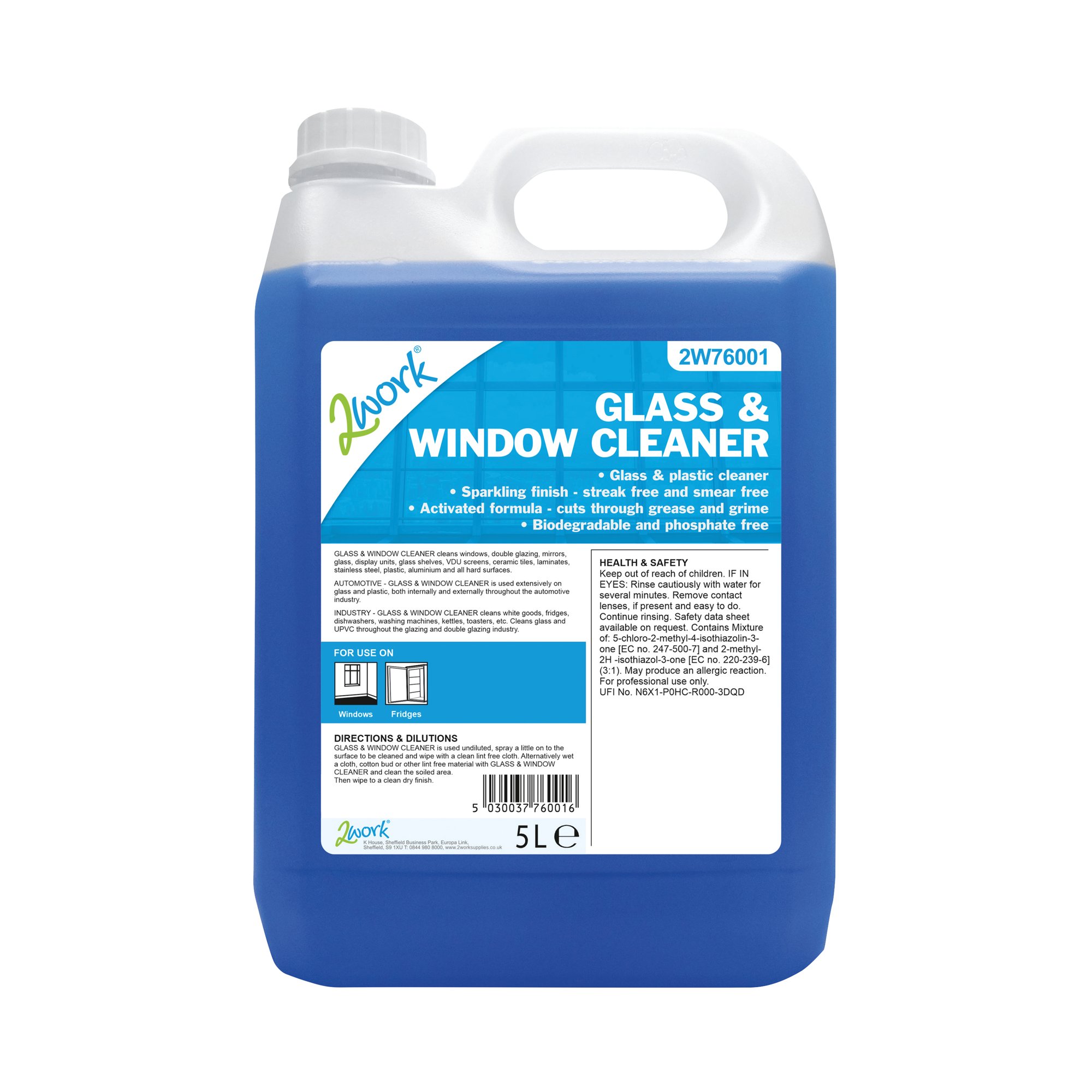 2WORK GLASS AND WINDOW CLEANER 5L