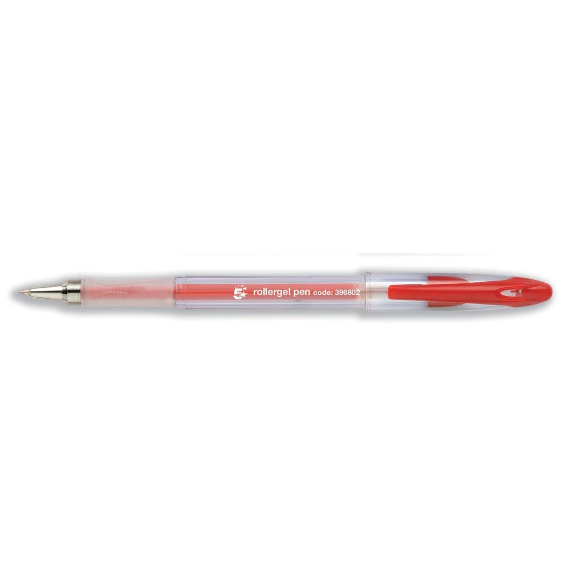 ROLLER GEL PEN CLR BARREL RED PK12