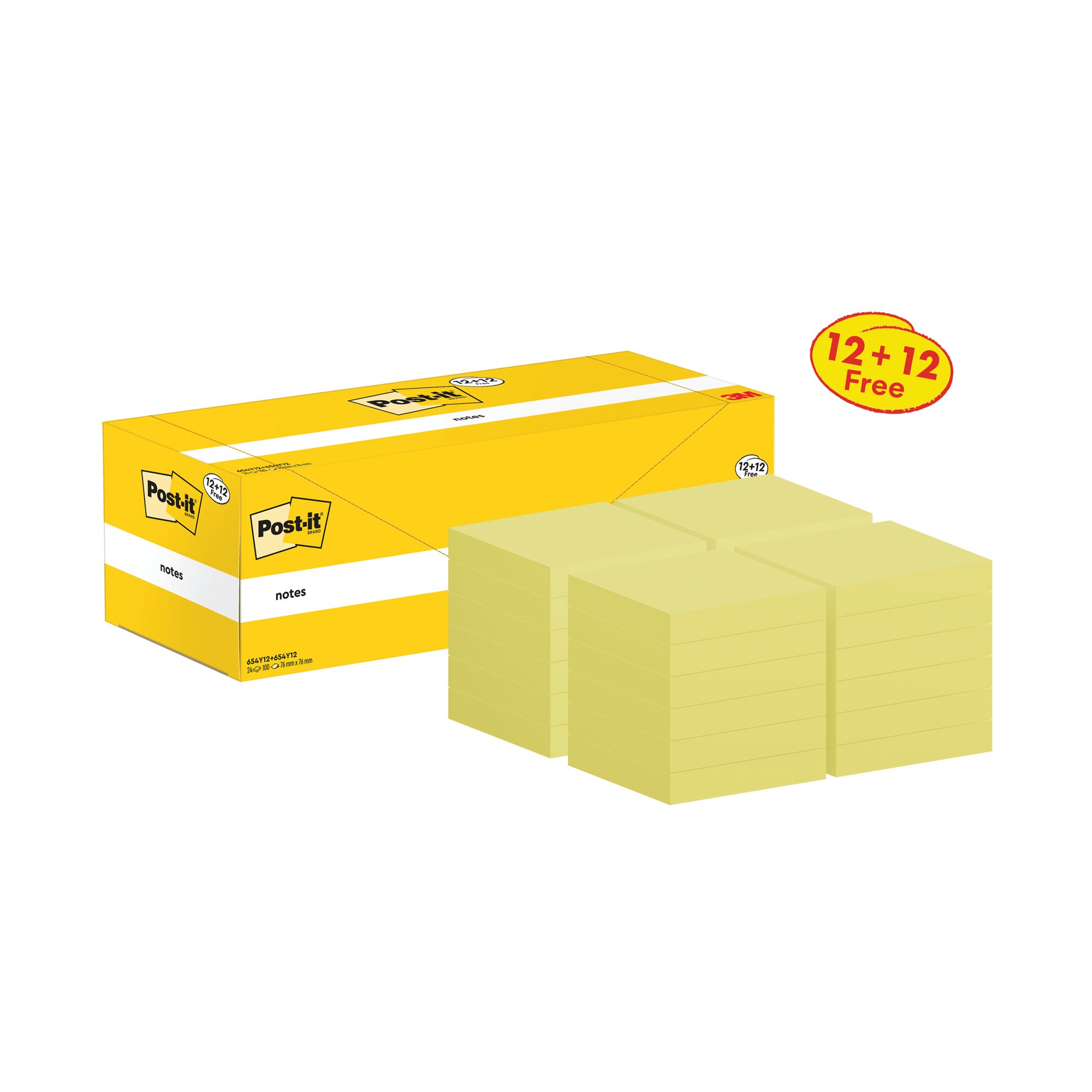 POST-IT NOTES 76X76 100S C/YLW PK24