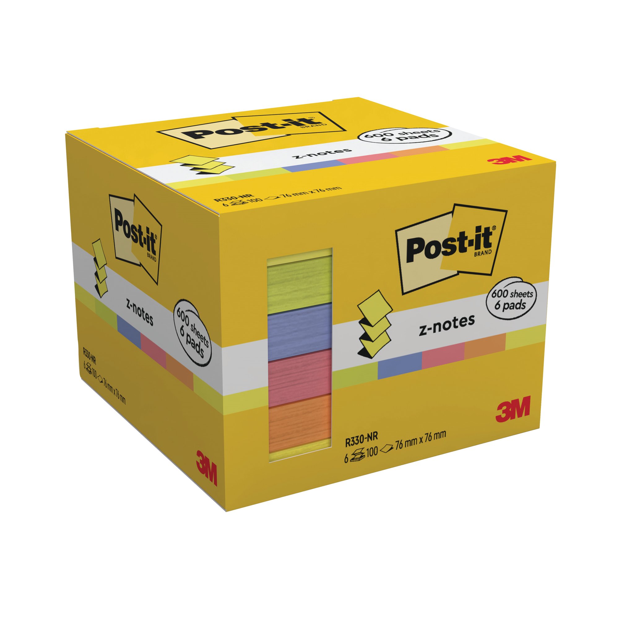 POSTIT Z NTS REFILL 76X76MM NEON RAI PK6
