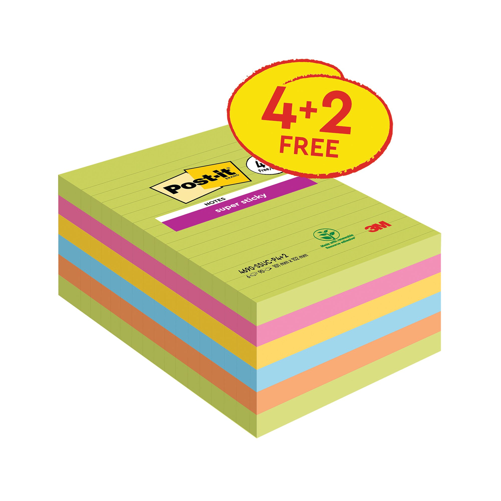 POST-IT SUPER STICKY NOTES XXL PK 6