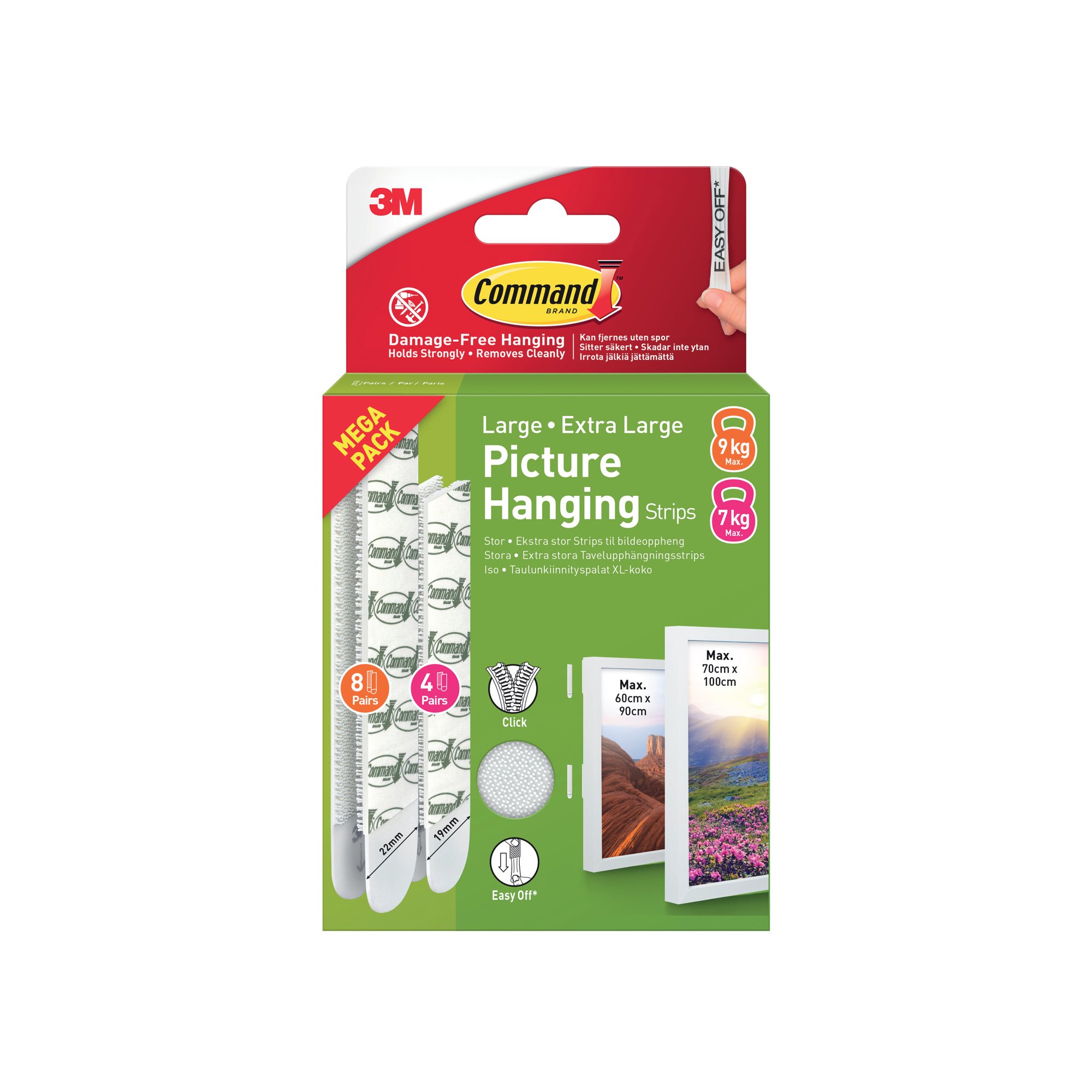 COMMAND PIC HANG STRIP L+XL WHT PK24
