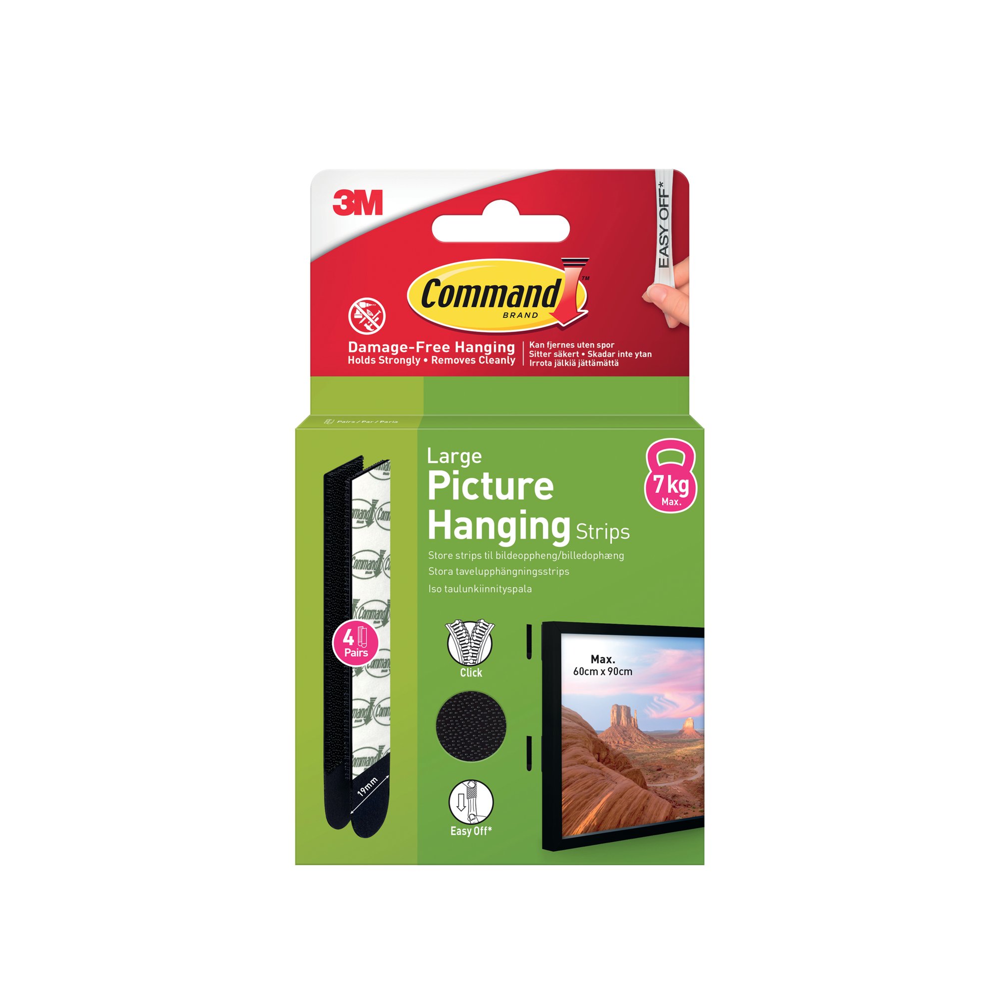 COMMAND PIC HANG STRIP L BLK PK8