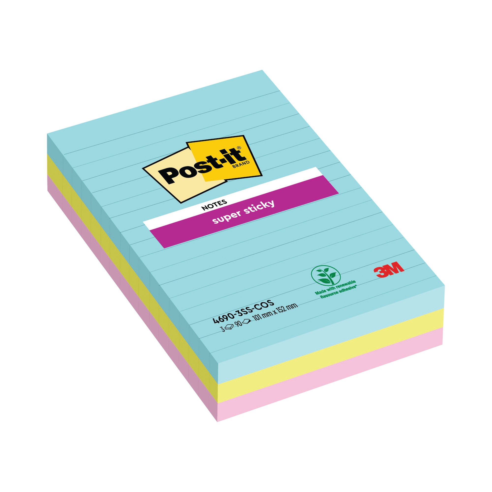 POST-IT S/S NOTES 101X152 COSMIC PK3
