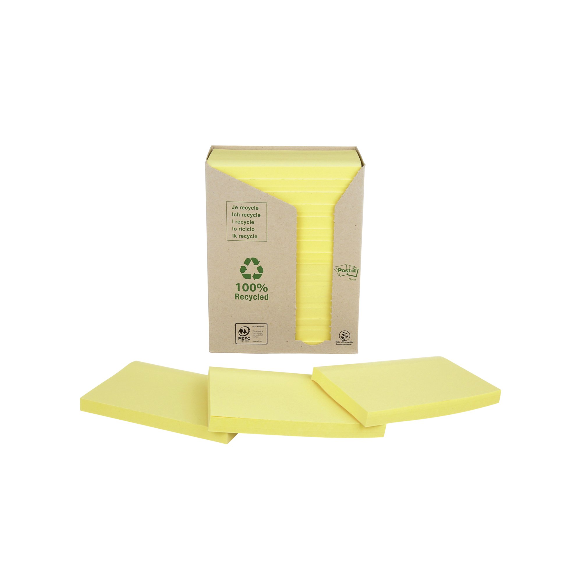 POST-IT RCYCLD 76X127 100SH YLW PK16