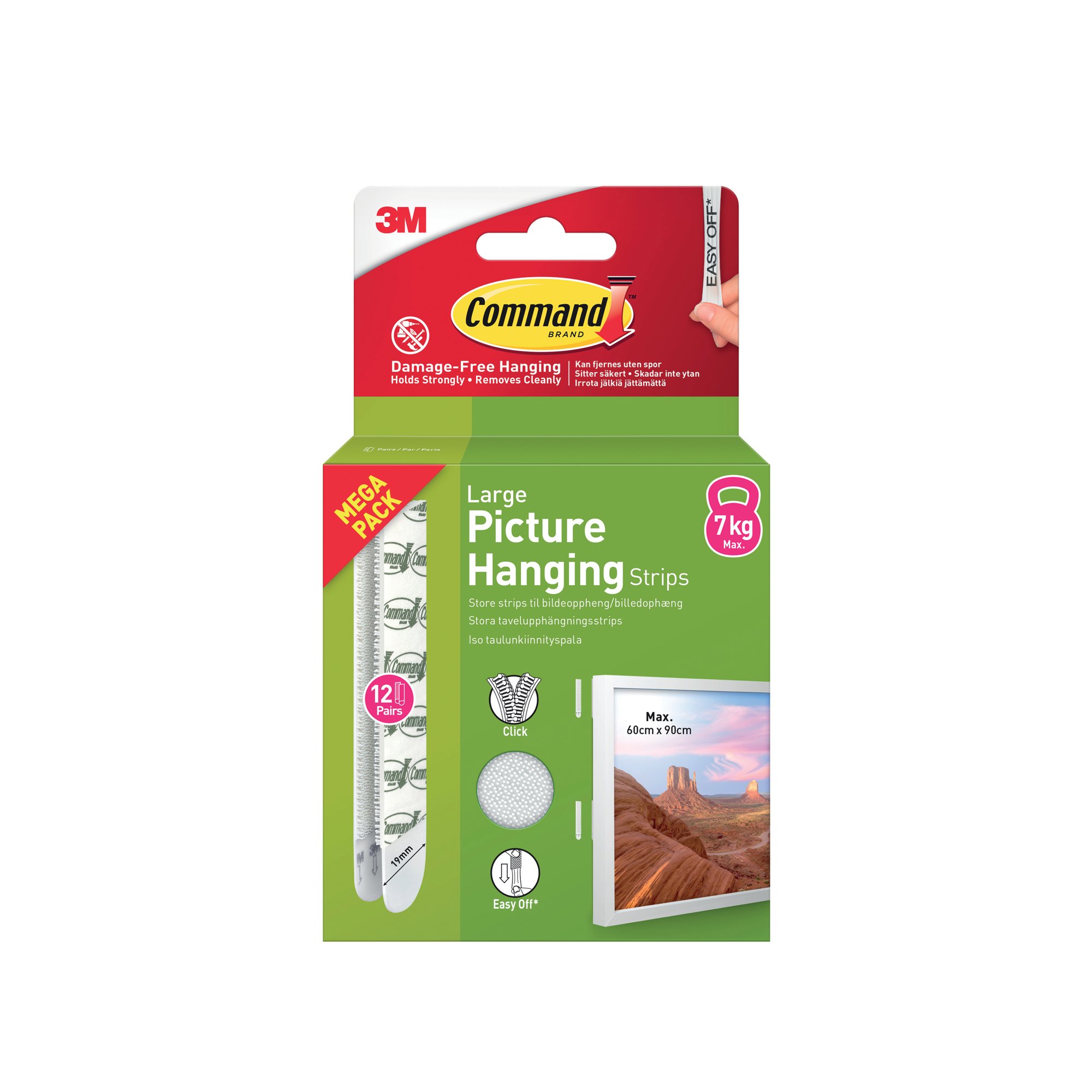 COMMAND PIC HANG STRIP L WHT PK24