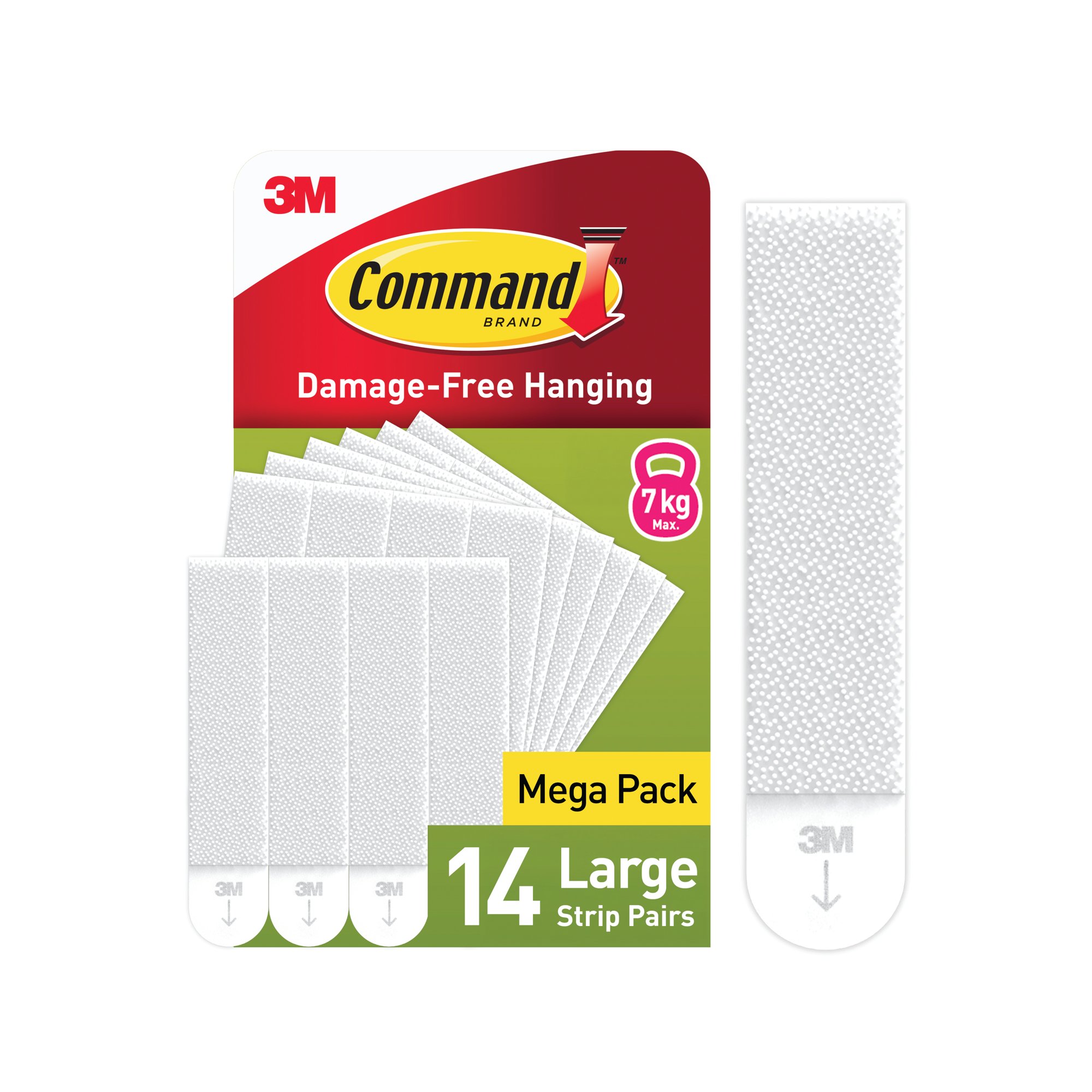 COMMAND HANGING STRIPS L WHITE PK14