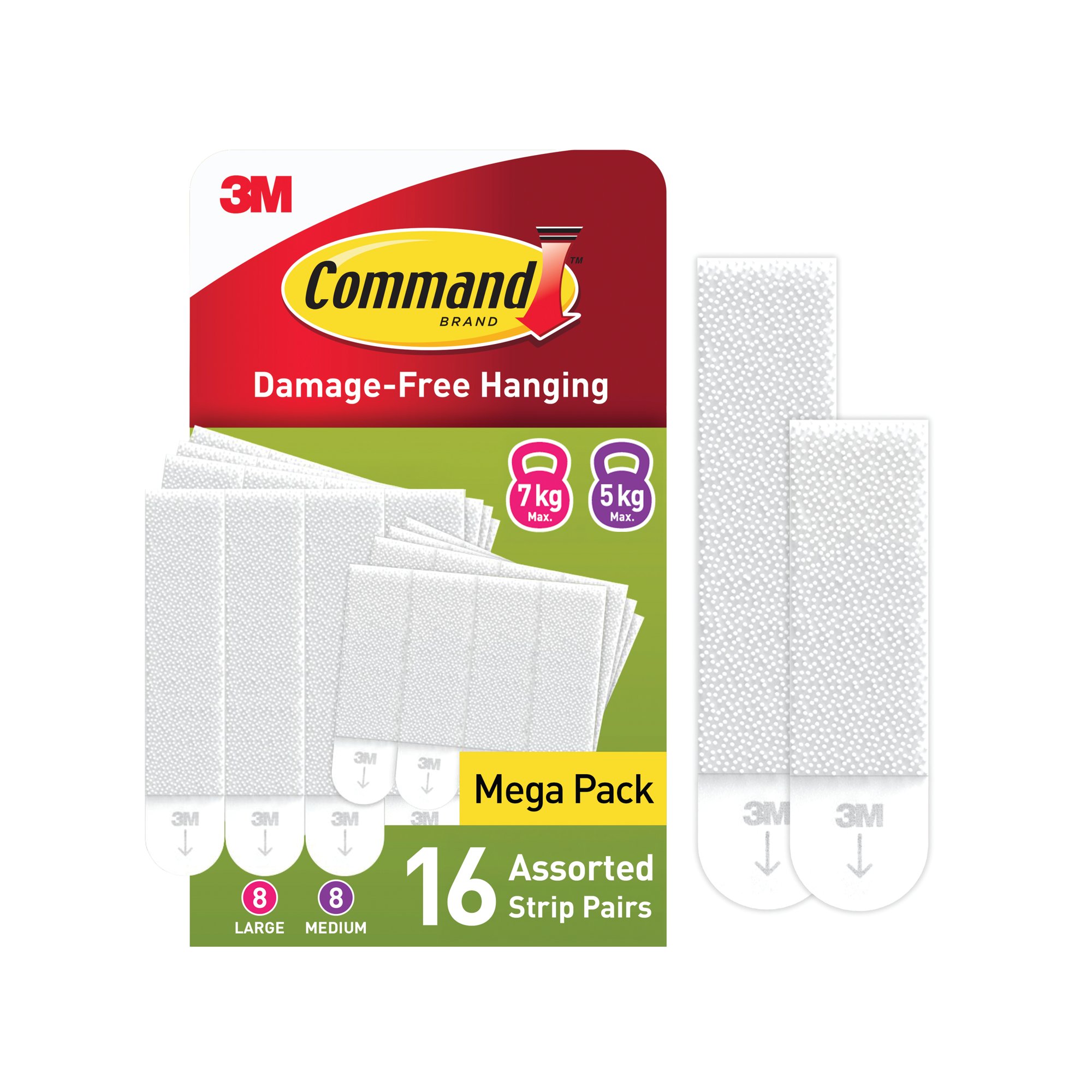 COMMAND HANGING STRIPS 8M + 8L PK16