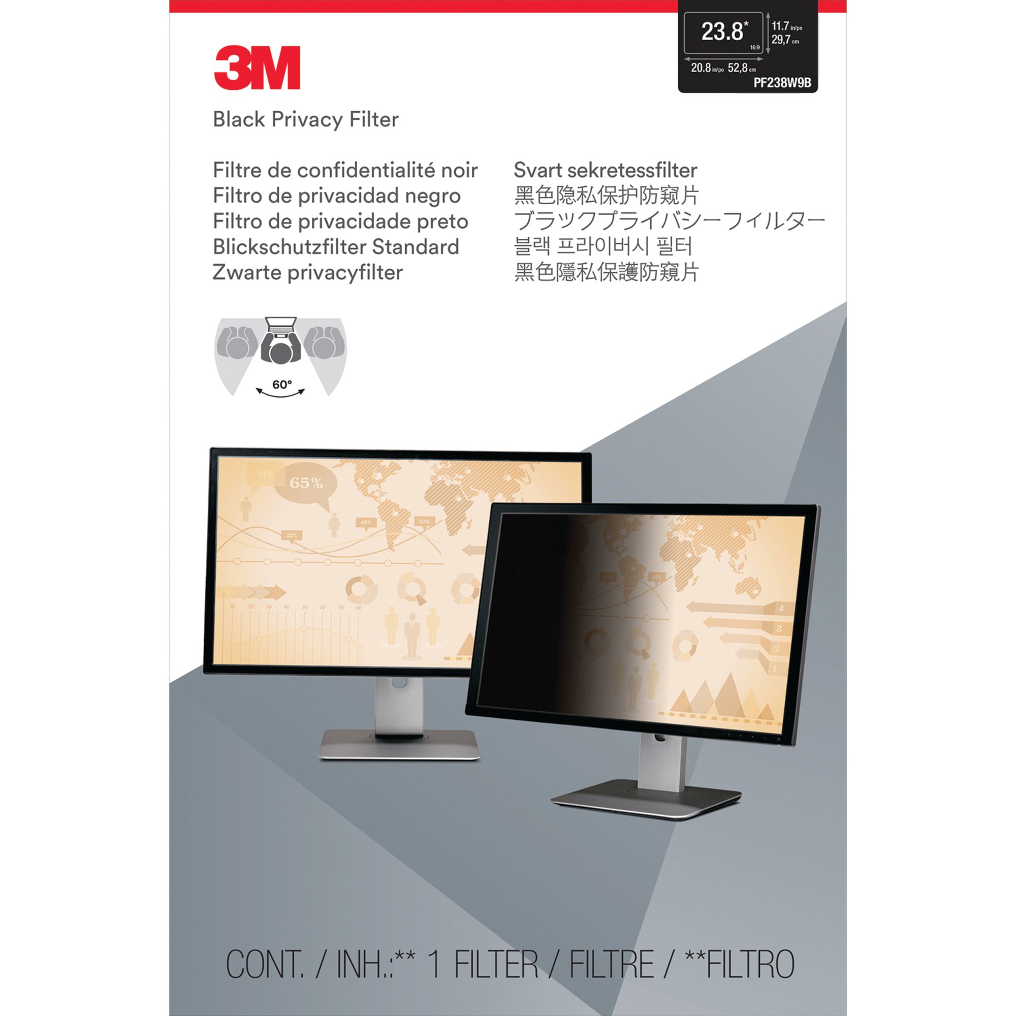 3M PRIVACY FILTER WSCRN DSKTP 23.8IN