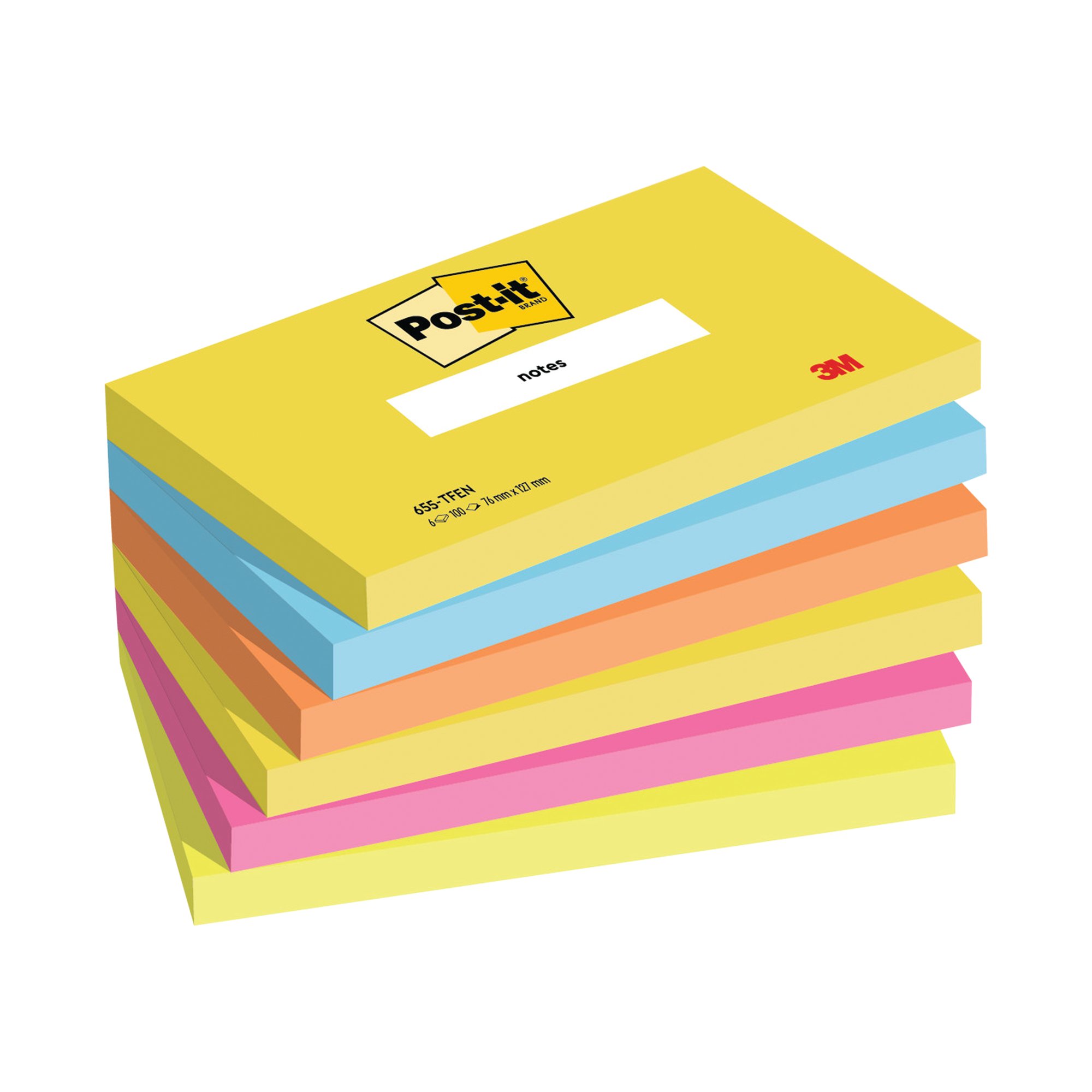 POST-IT NOTES WRM NEON 127X76 PK6