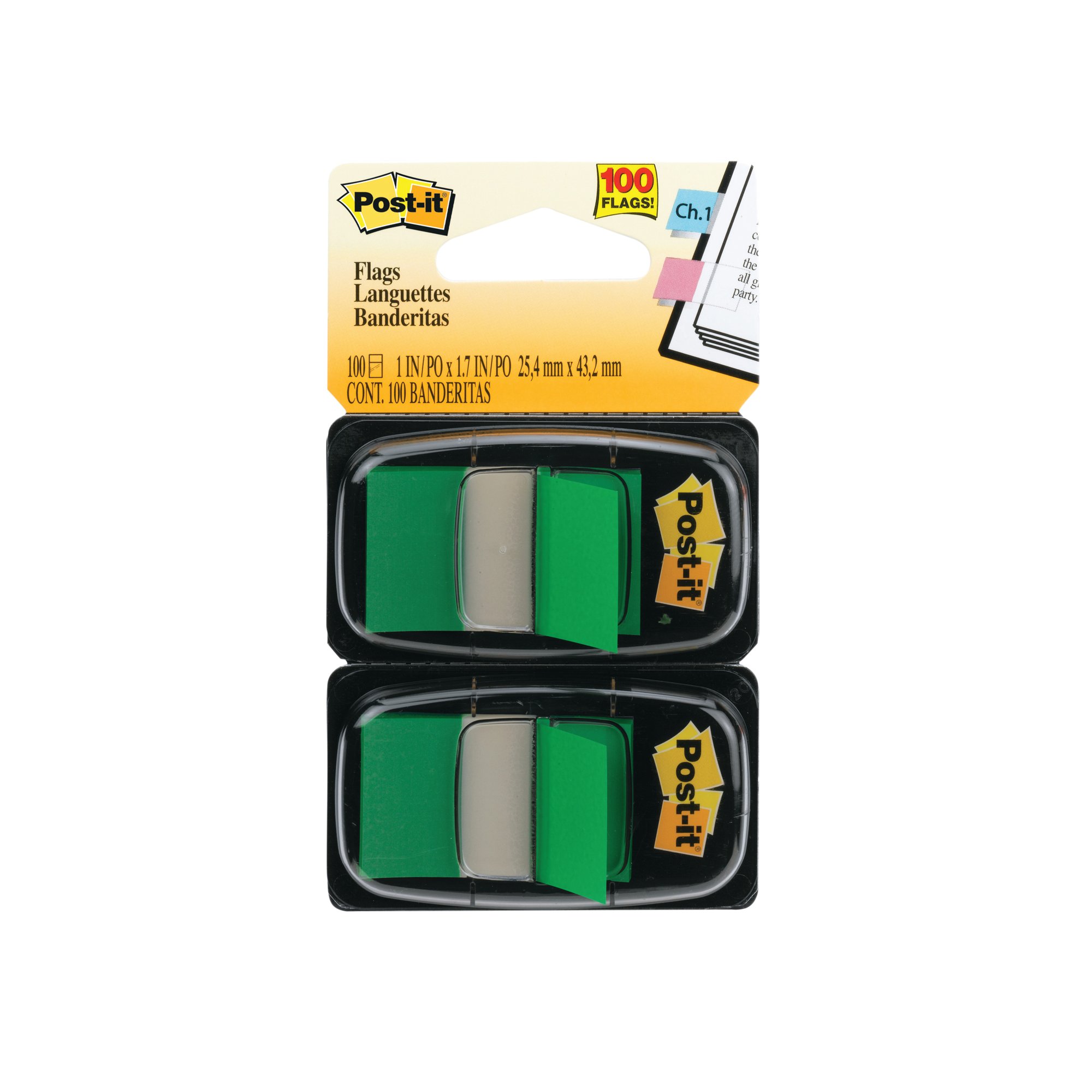 POSTIT INDEX FLAG DISPENSER GRN PK2