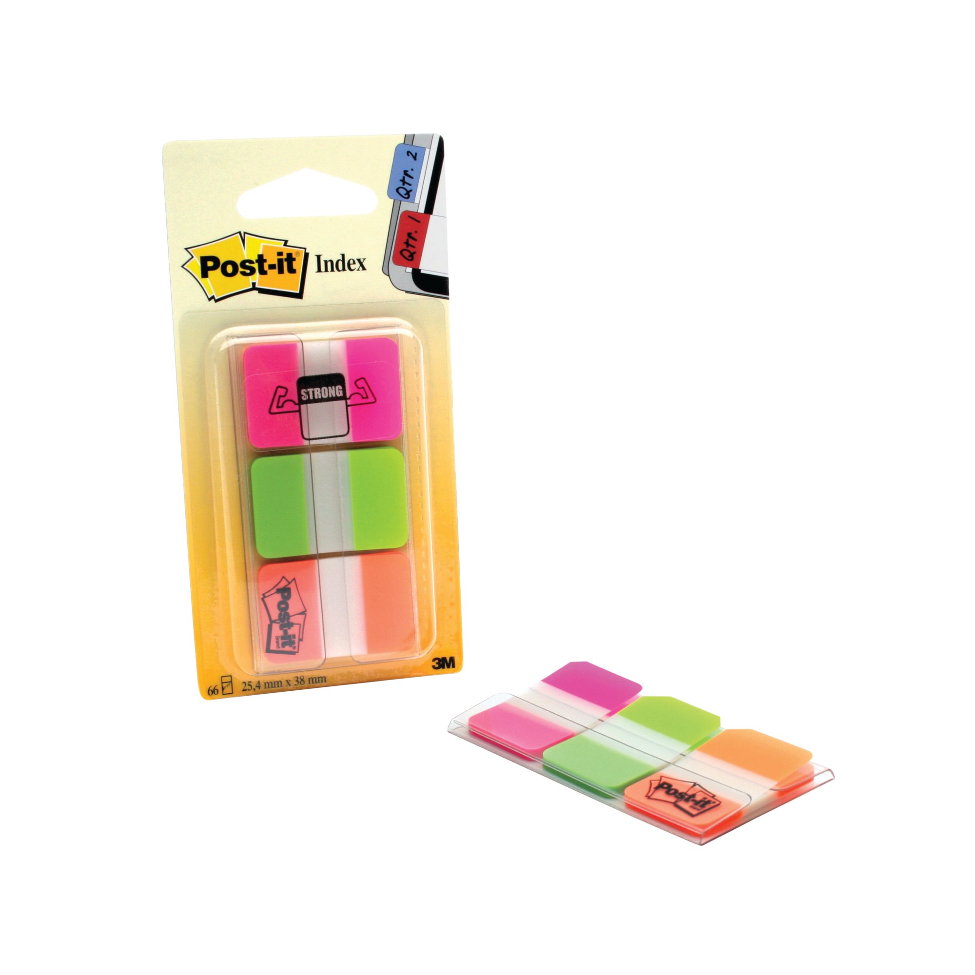 POST-IT STRG INDEX PINK/GRN/ORG PK66