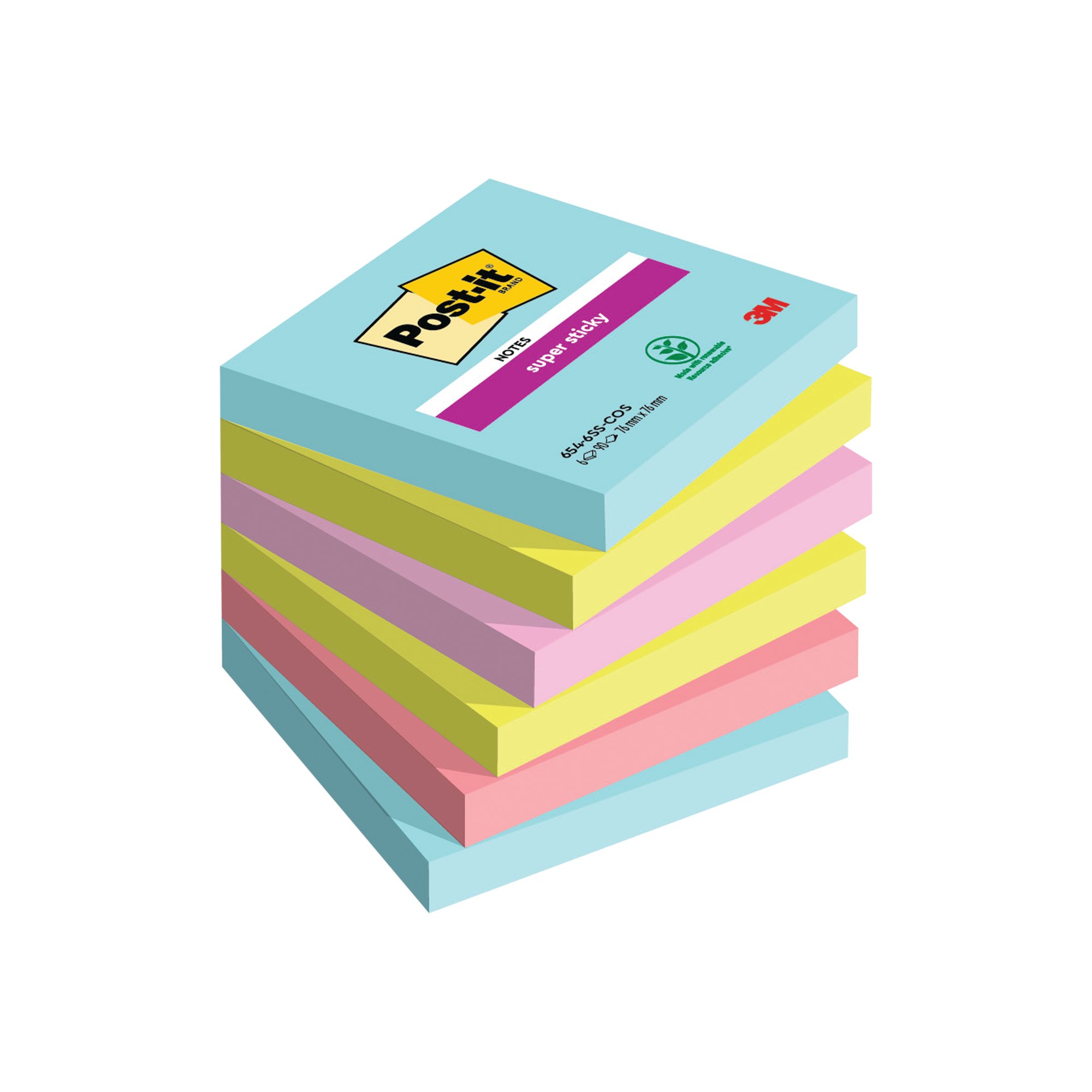 POST-IT S/STK 76X76 90S COSMC PK6