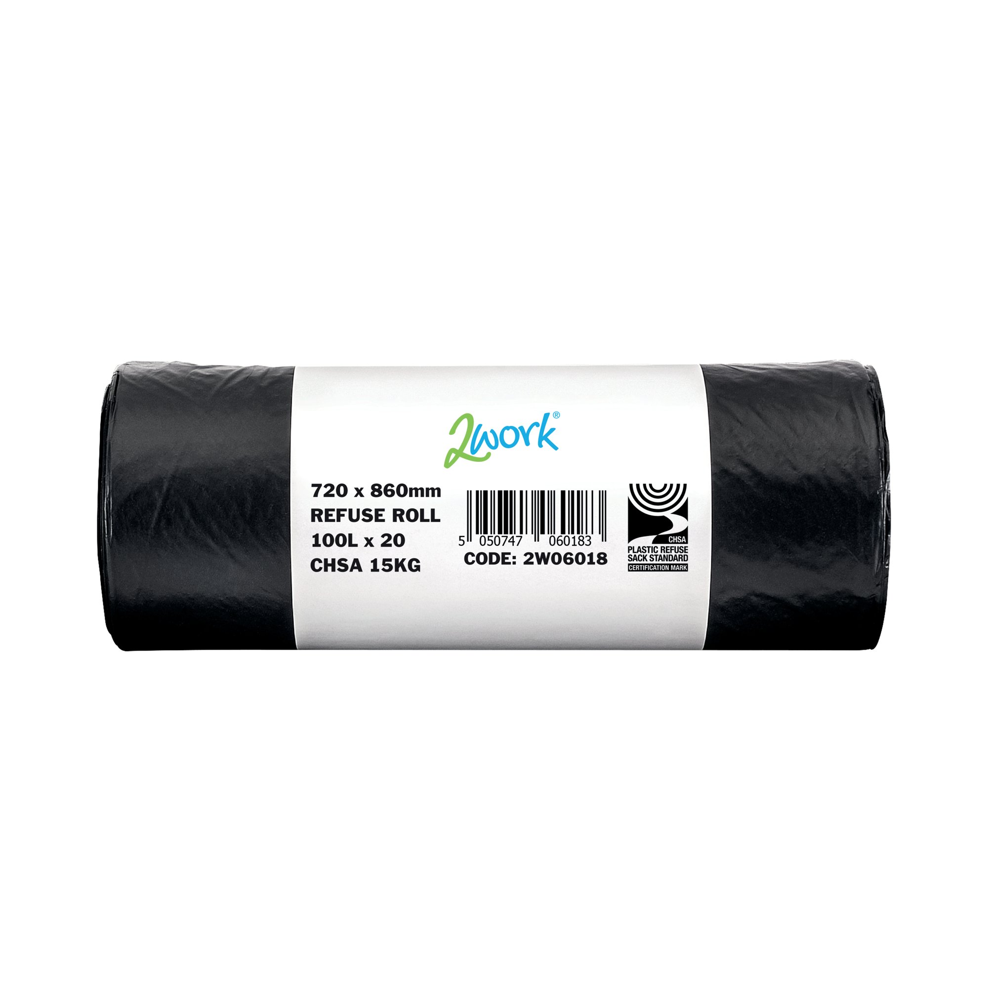 2WORK REFUSE SACK ROLL BLACK PK10X20