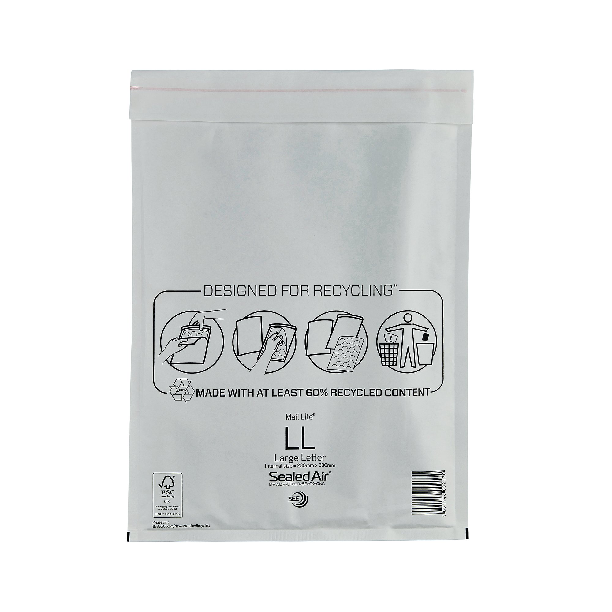 SEALED AIR BUBBLE MAILER WHT PKPK50