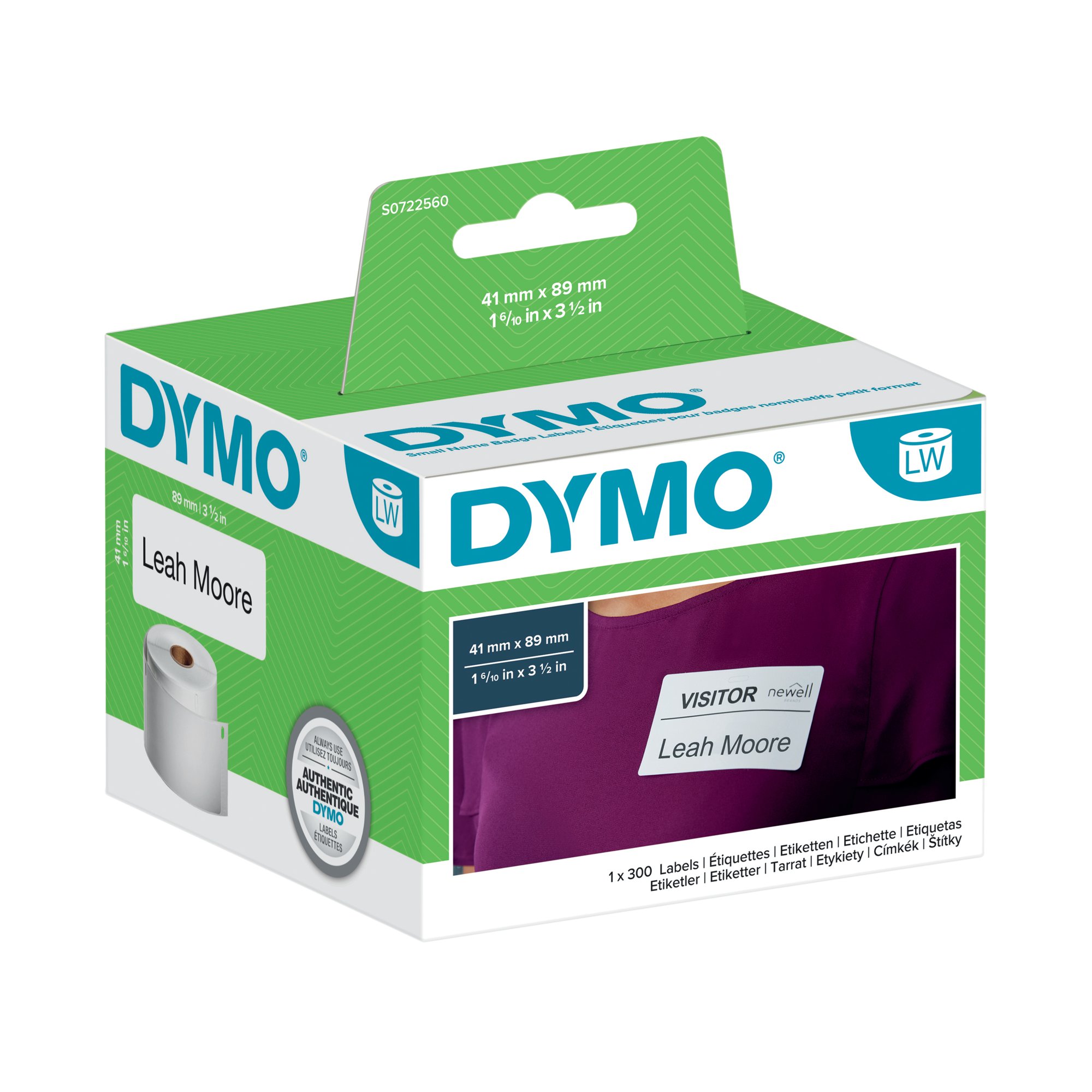 DYMO NAME BADGE LABEL 89X41 WHT P300