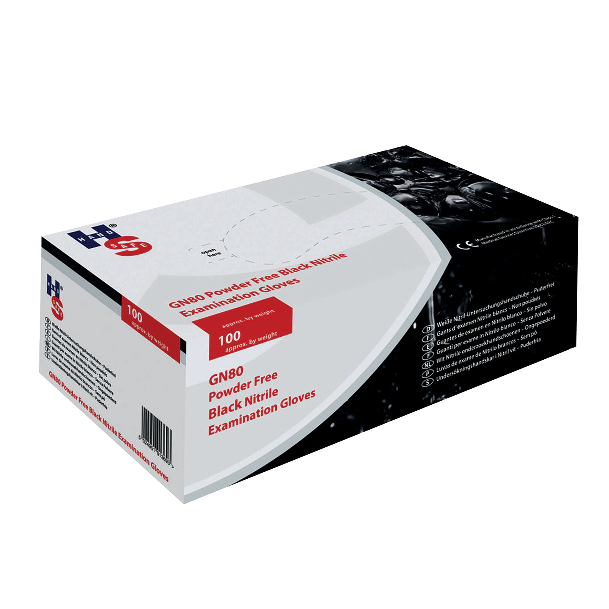 HANDSAFE NITRILE GLOVES M BLK PK100