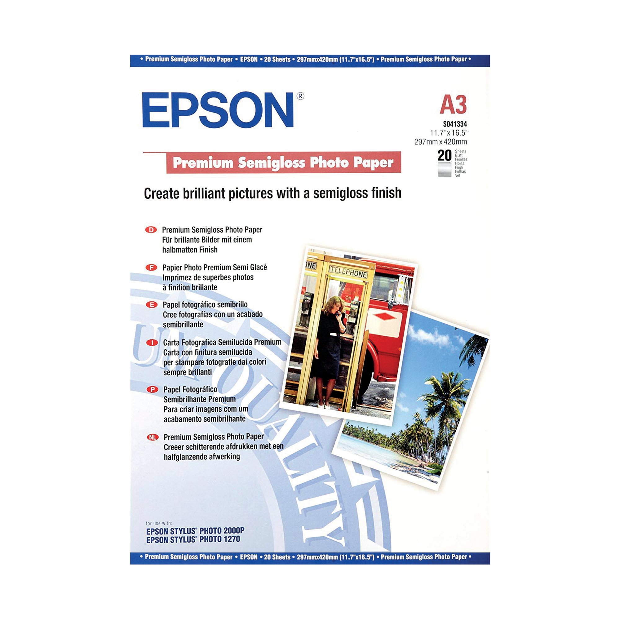 EPSON SEMI GLOSS A3 PHOTO PAPER PK20
