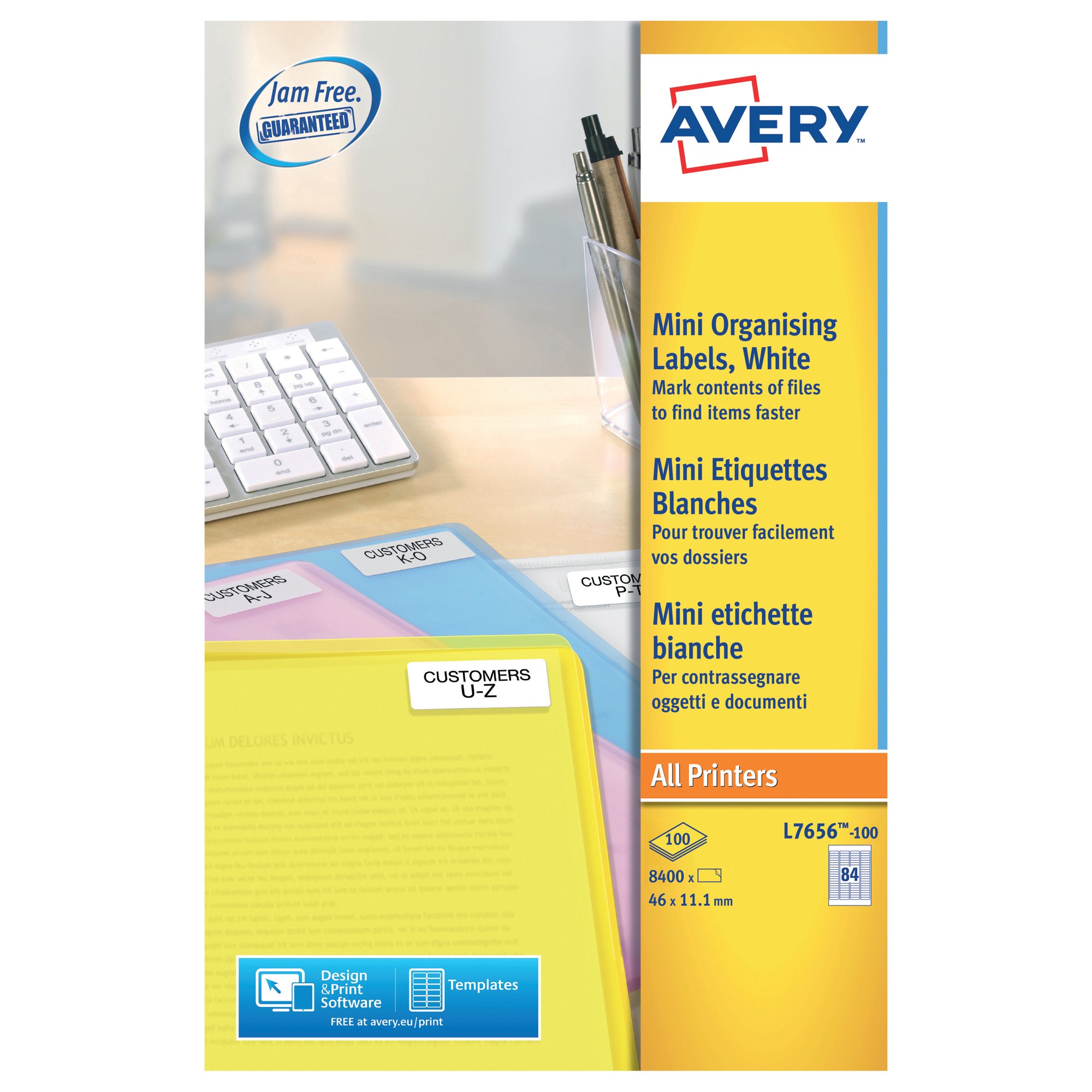 AVERYL MINI LABELS+ 84TV WHITE