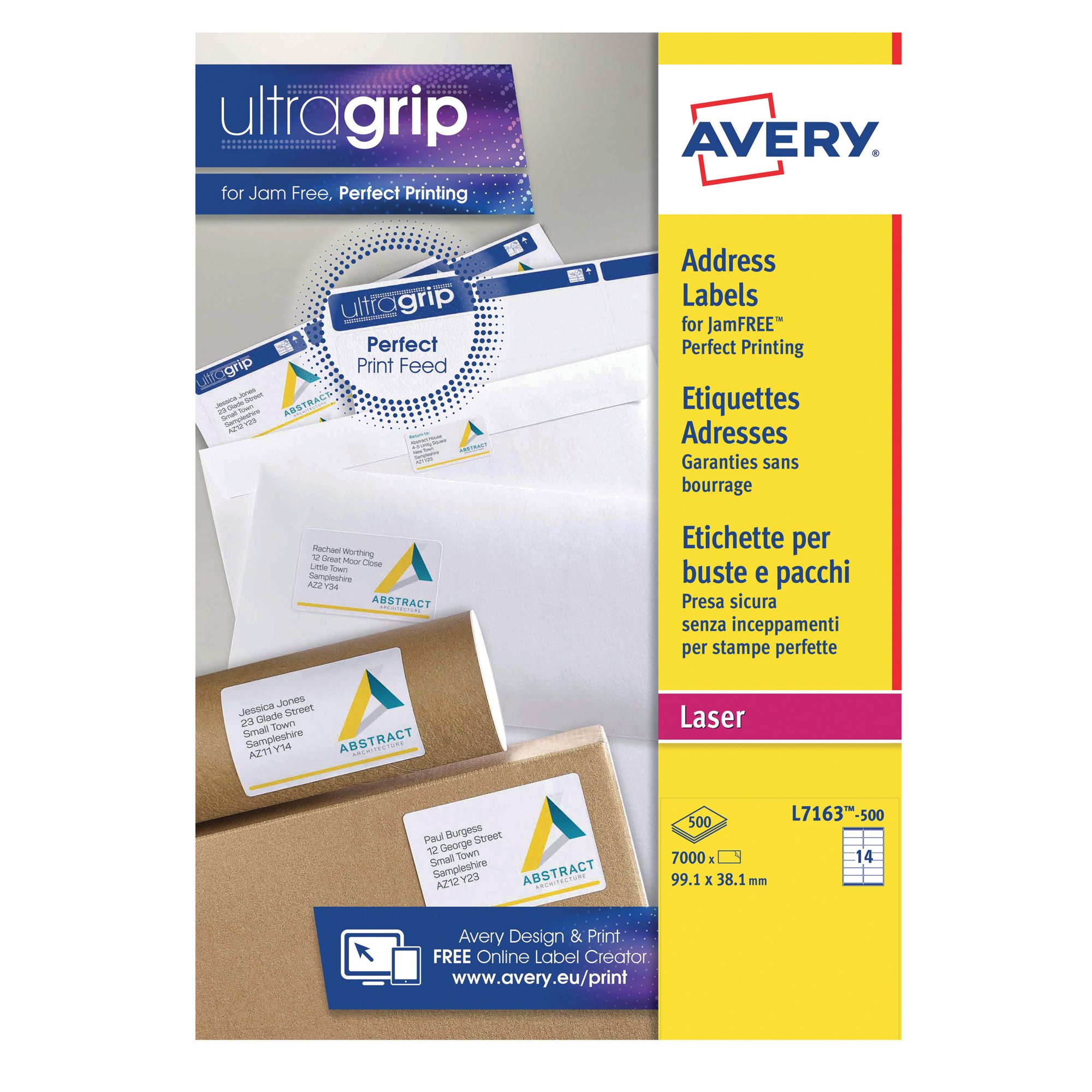 AVERY LSR ADD LBLS WHT 14L/SHT BX500