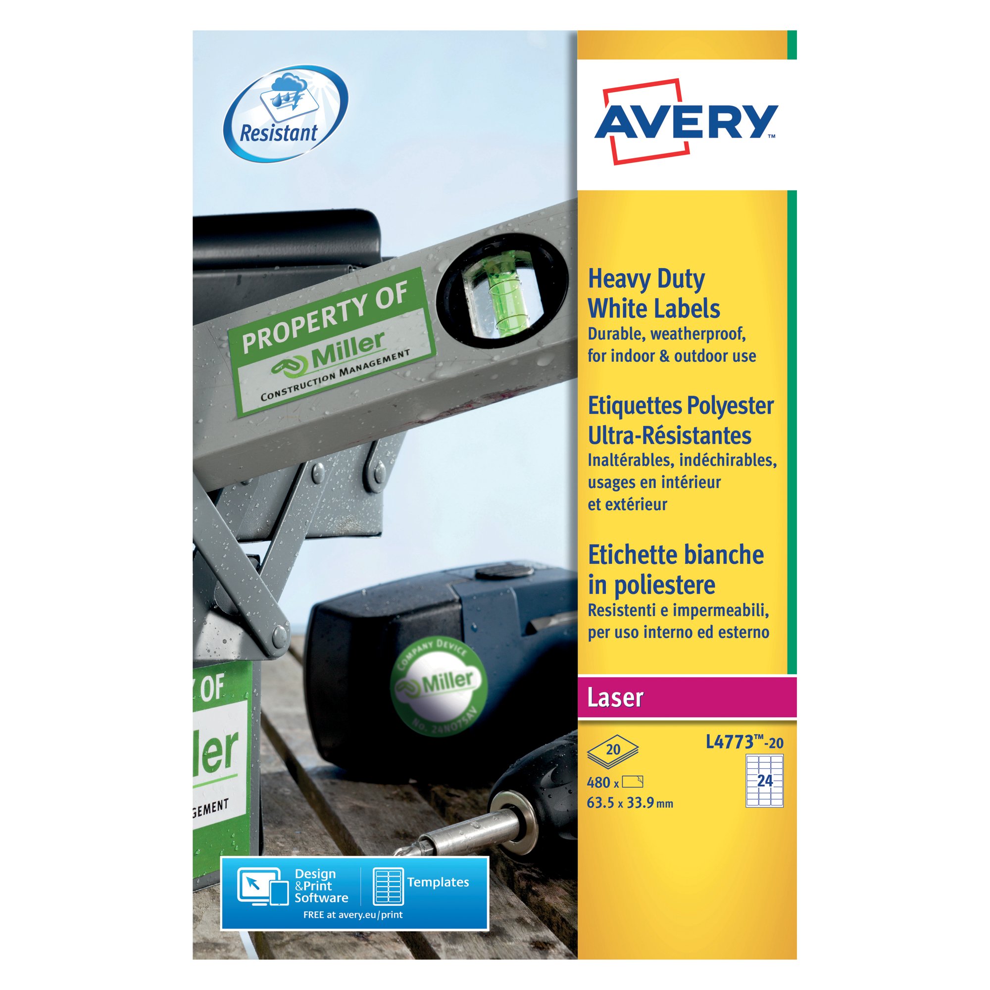 AVERY LSR LAB HDUTY 24/SHT WHT PK480