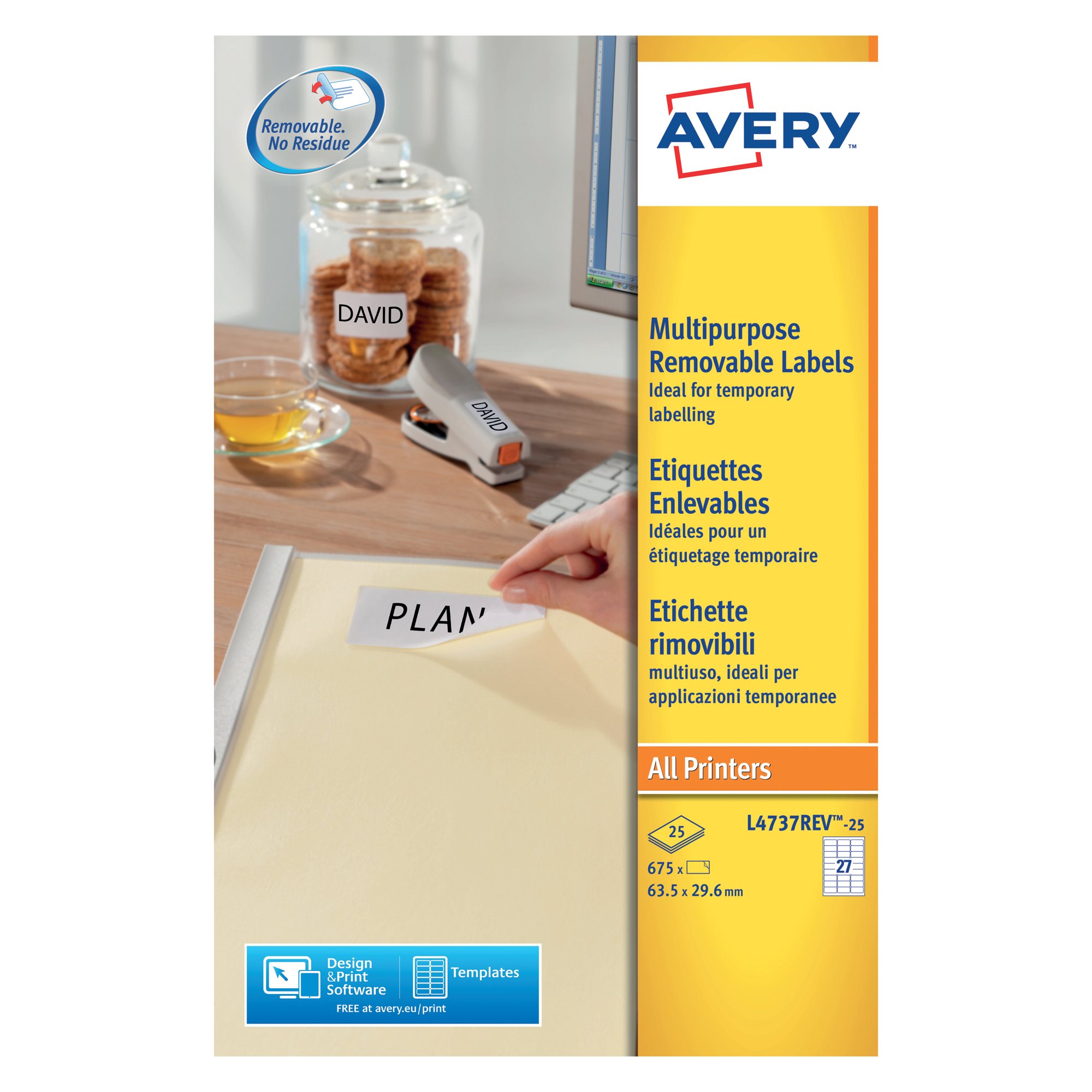 AVERY REMV LSR LBLS WHT 27L/SHT BX25