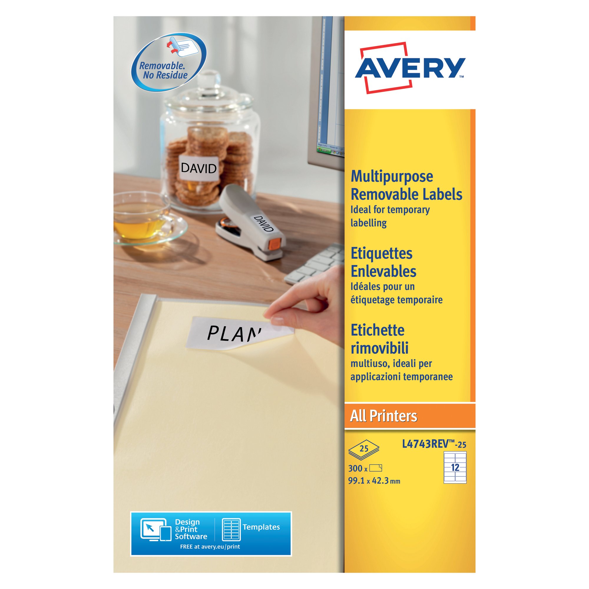 AVERY REMV LSR LBLS WHT 12L/SHT BX25