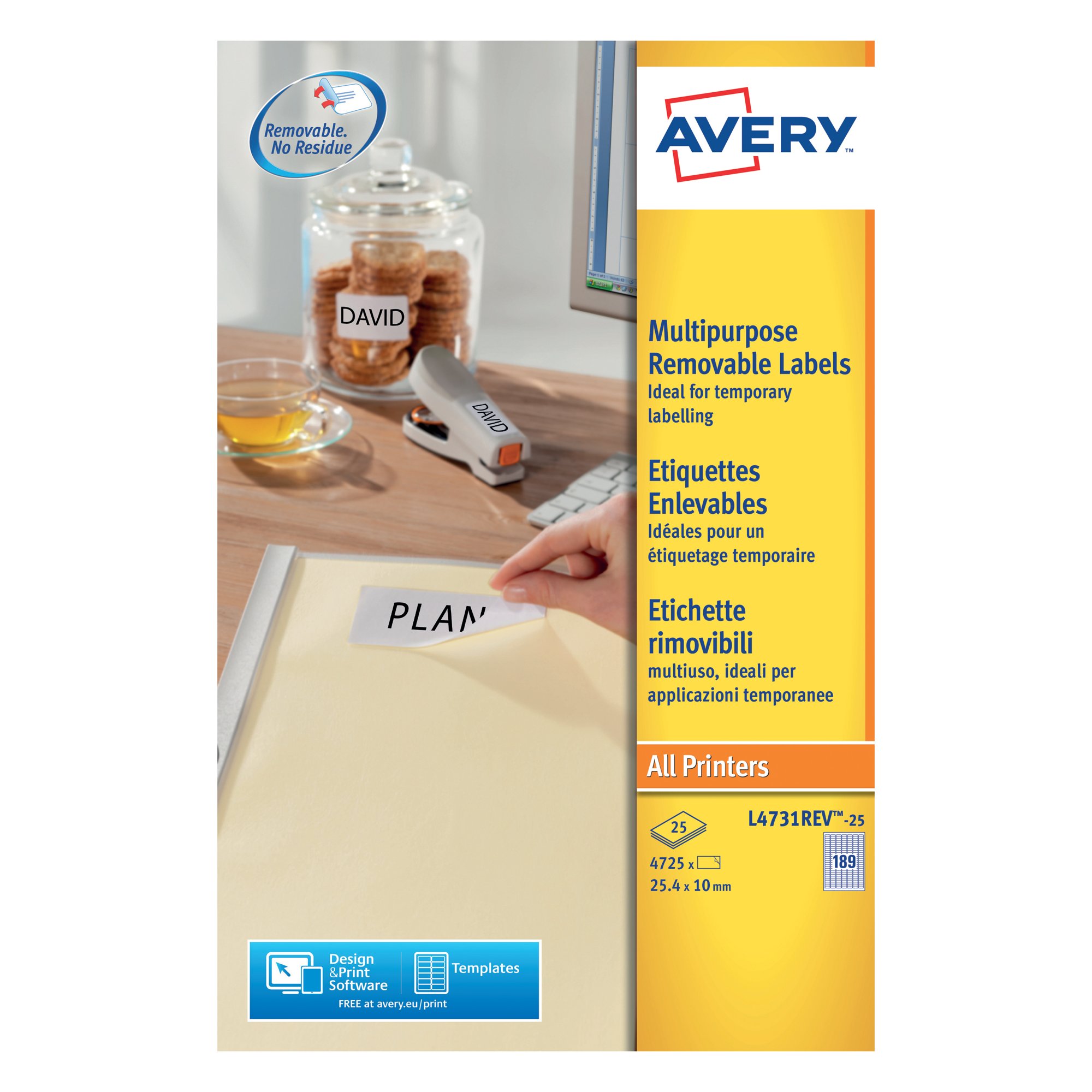 AVERY REMV LSR LBLS WHT 189L/SH BX25