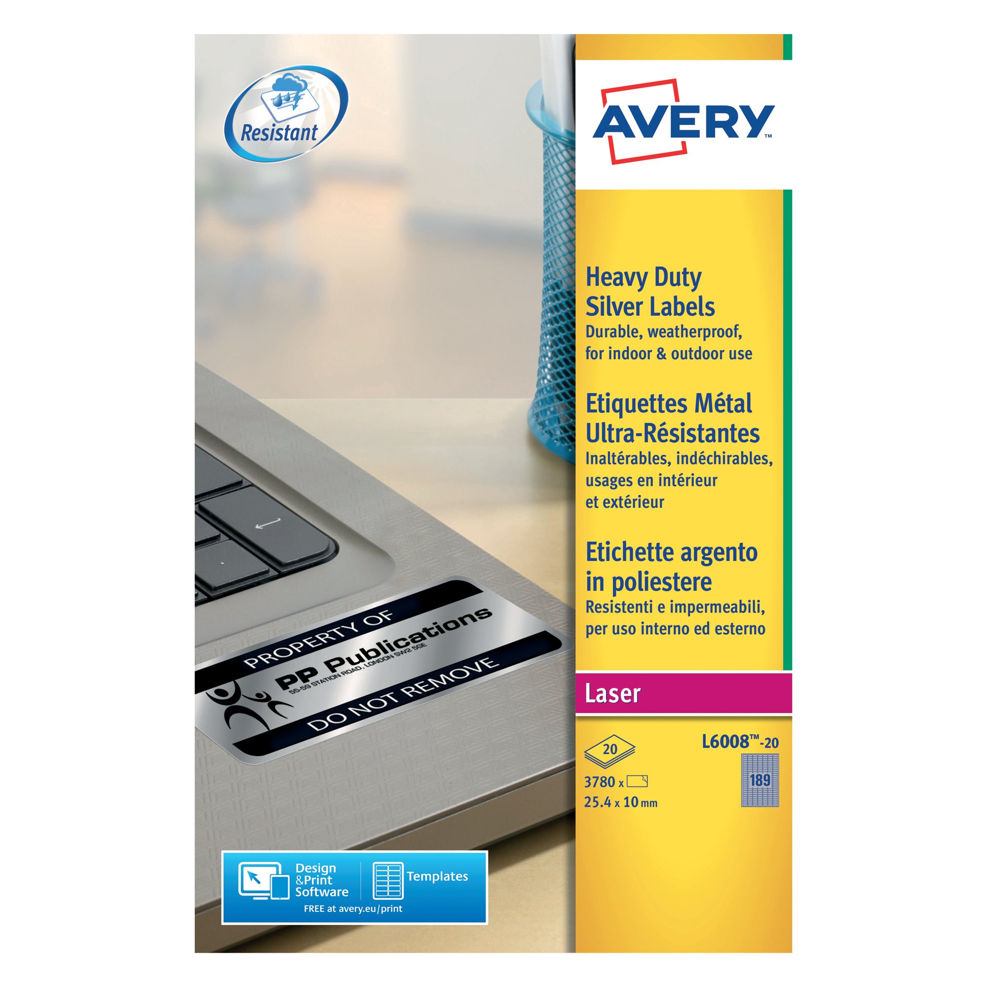 AVERY HVY DUTY LBLS SLV 189L/SH BX20