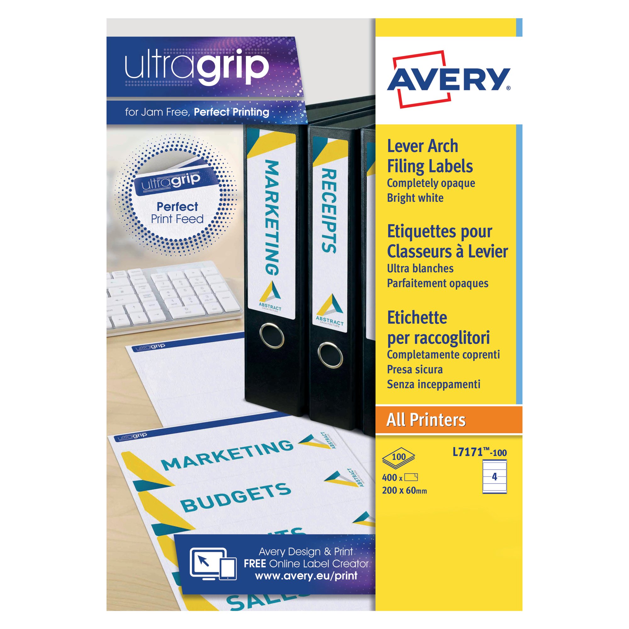 AVERY LSR LVR ARC SPNE LBL WHT BX100