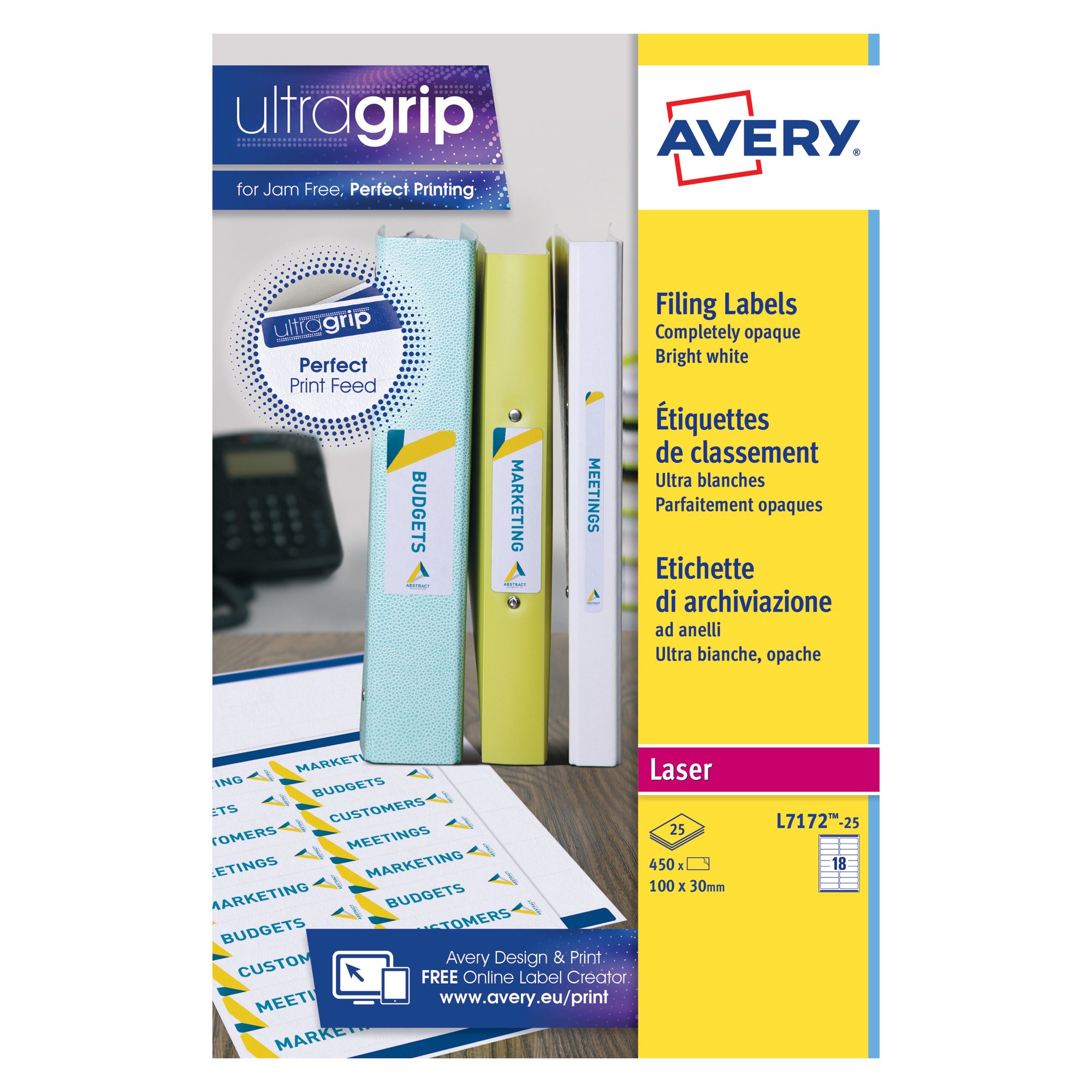 AVERY LASER RING BINDER LABEL PK450