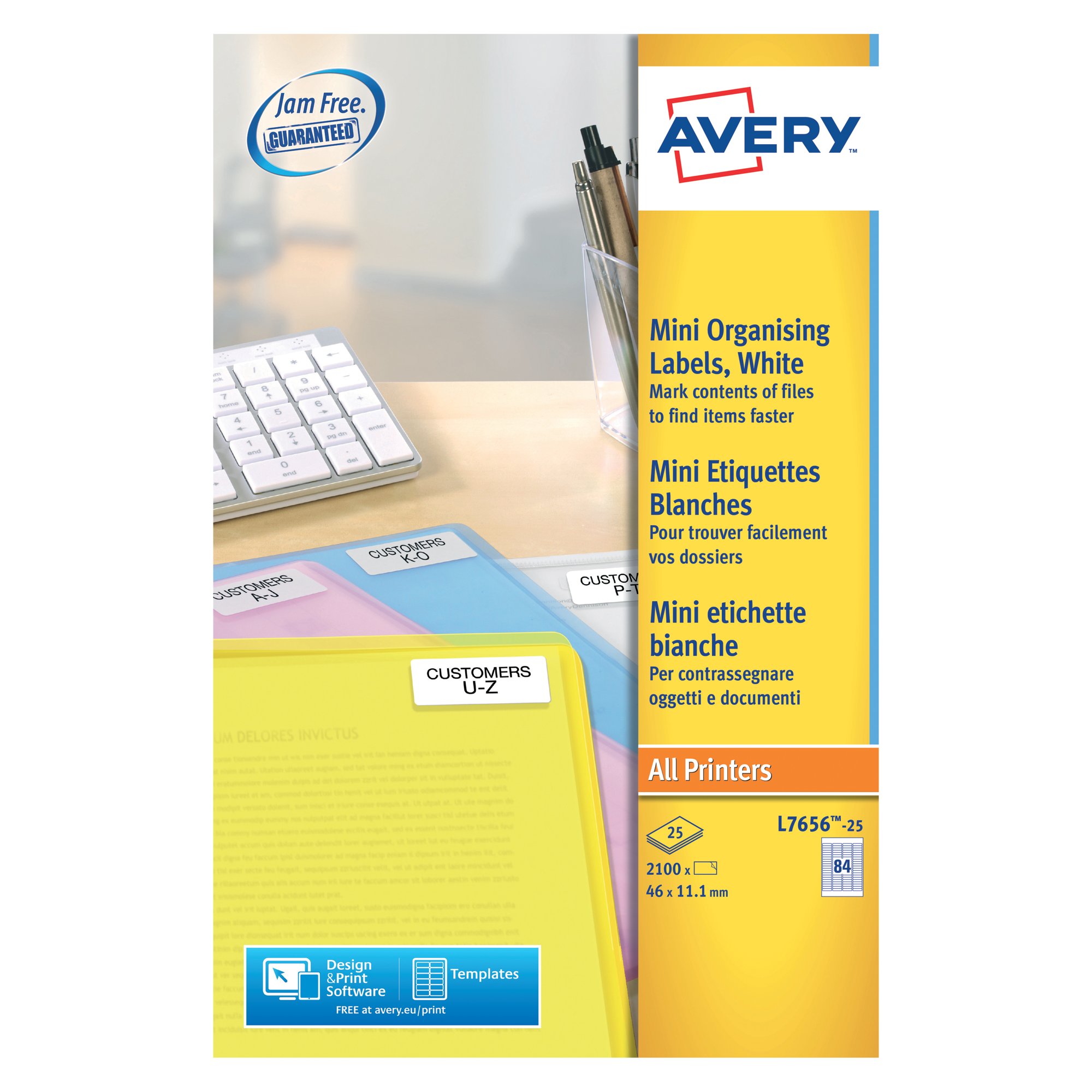 AVERY SLIDE LASER LBL WHT BX 25SHT