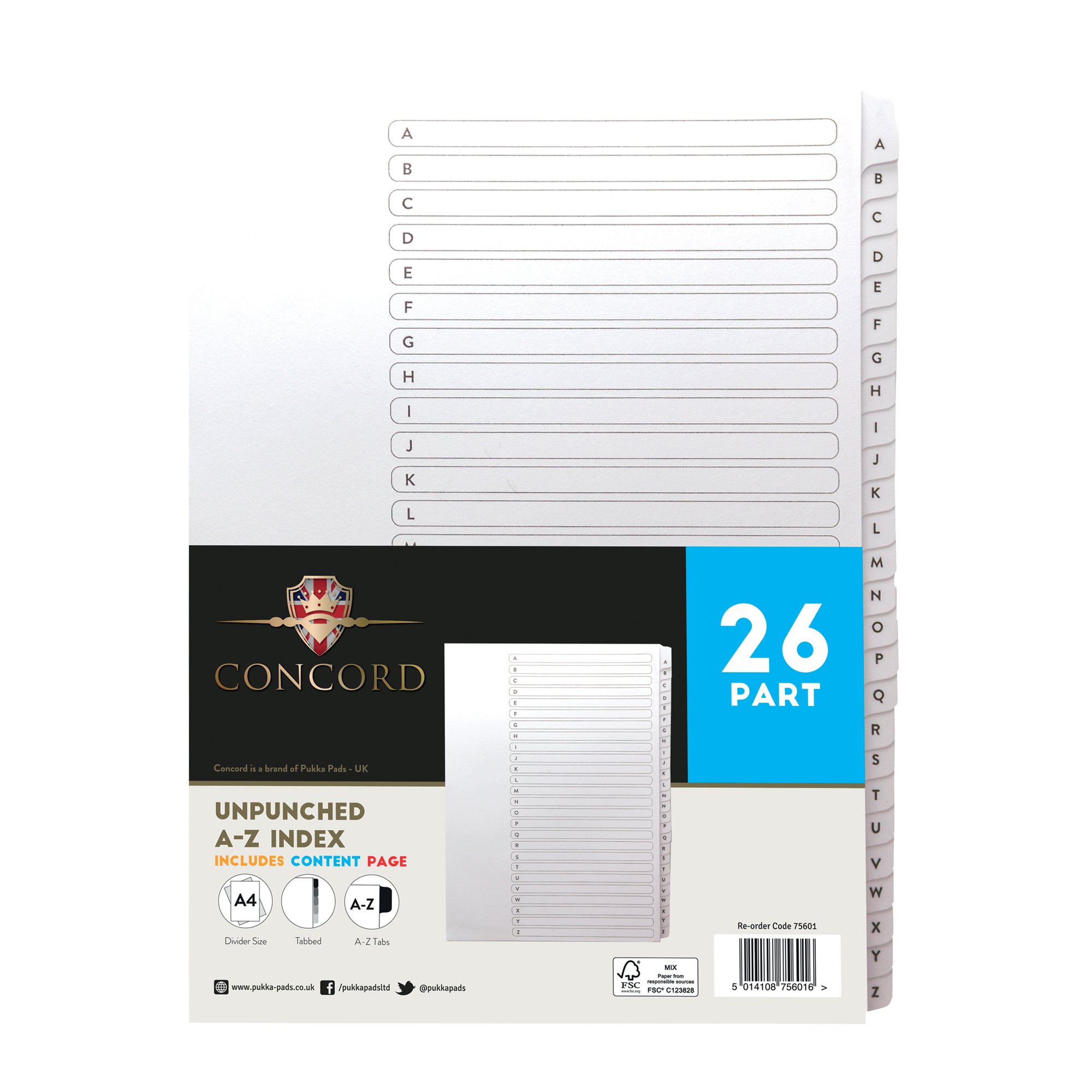 CONCORD UPCHD INDEX A-Z 26 PART PK5