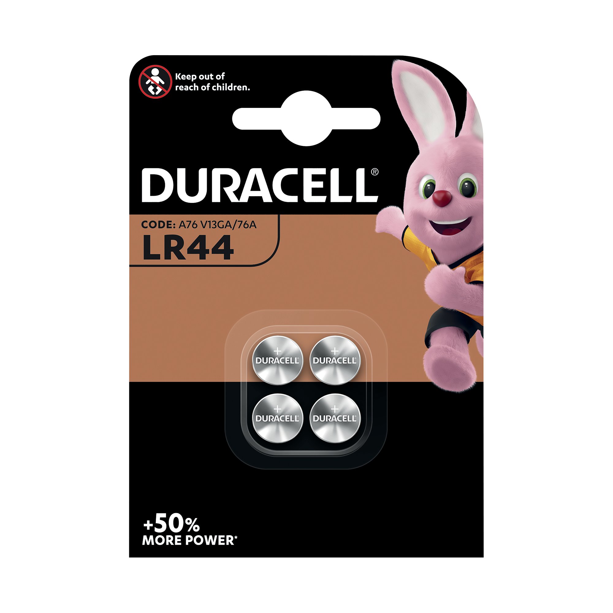 DURACELL LR44 BUTTON BATTERIES PK4