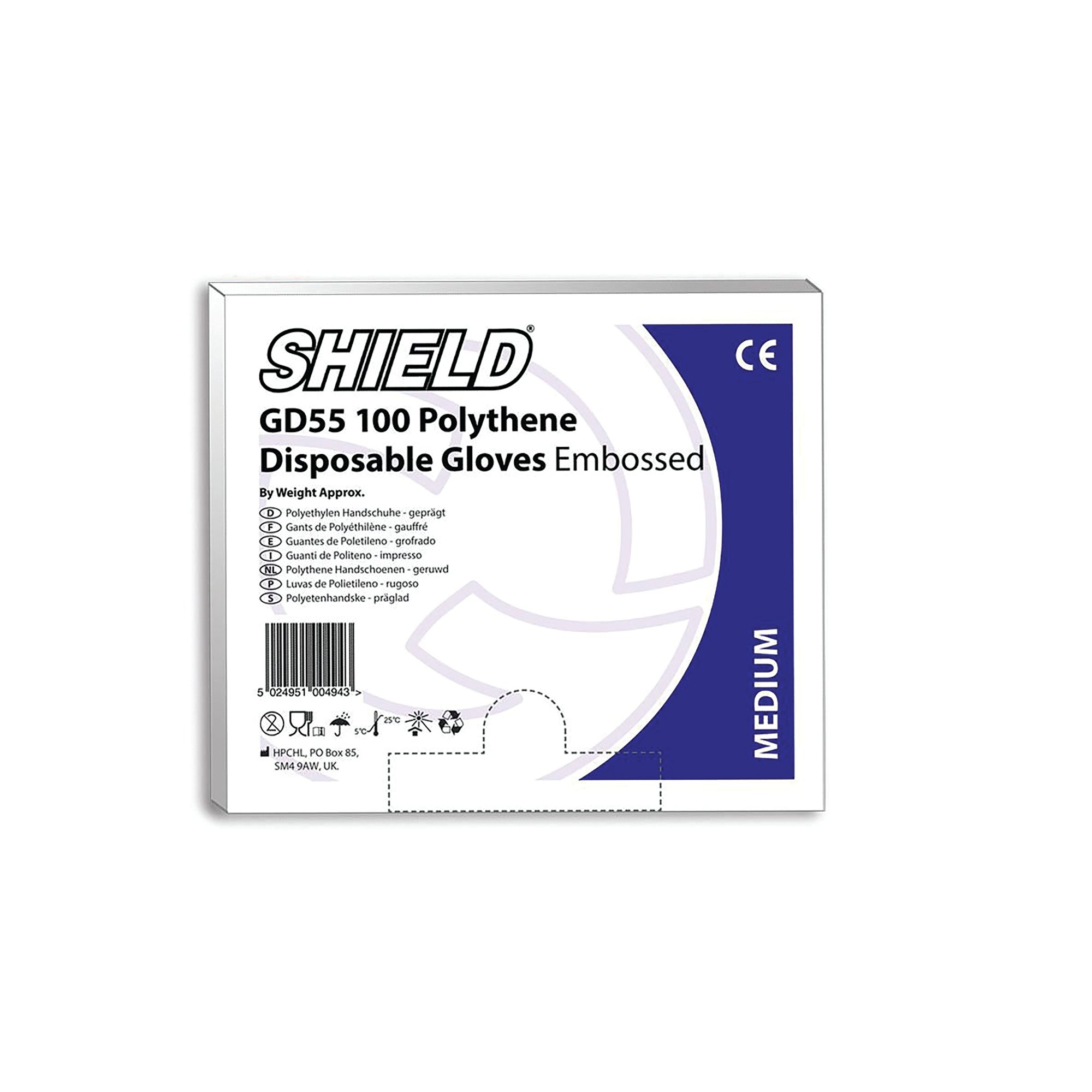SHIELD POLYTHENE GLOVE CLR M PK100