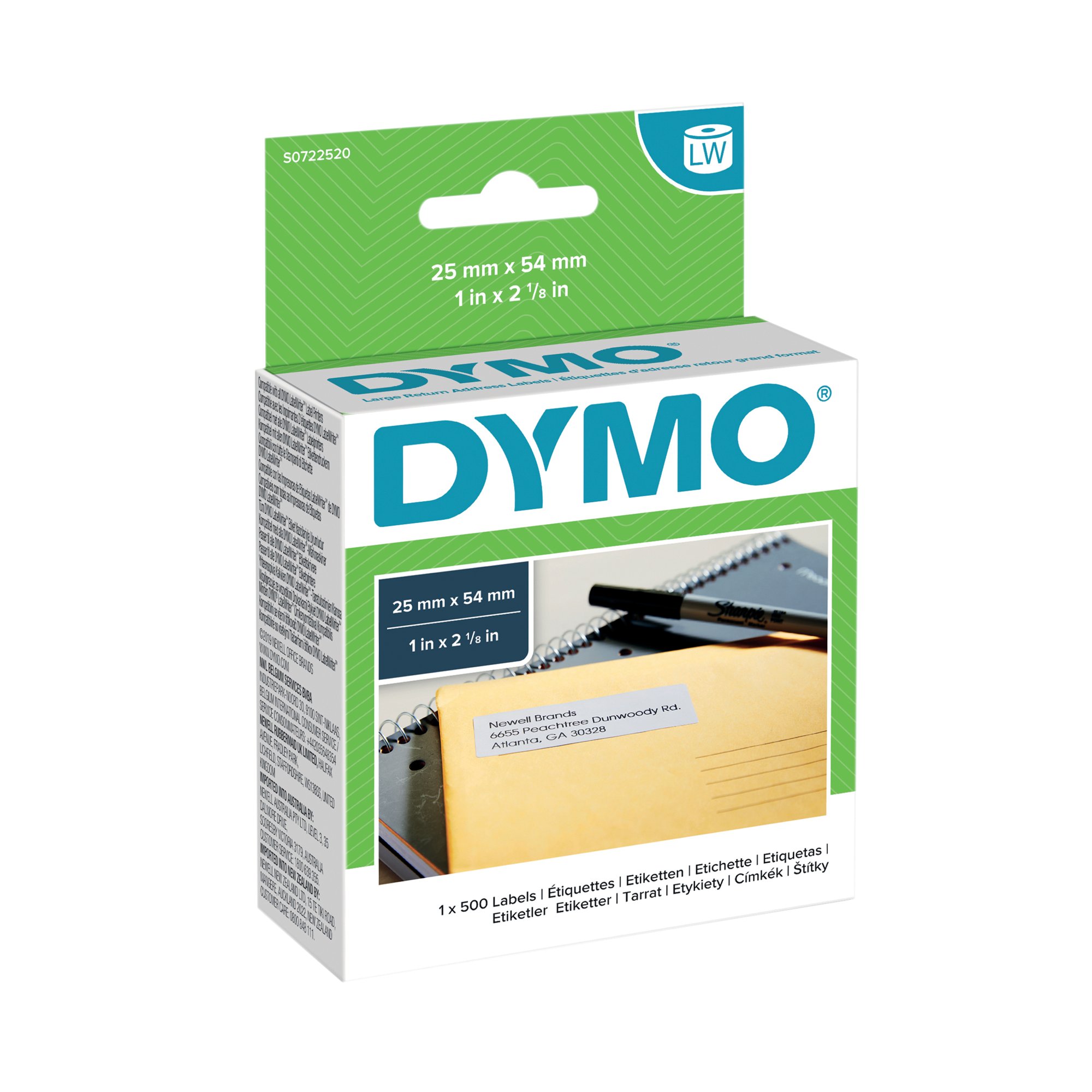 DYMO RET ADDRESS LAB 54X25 WHT PK500