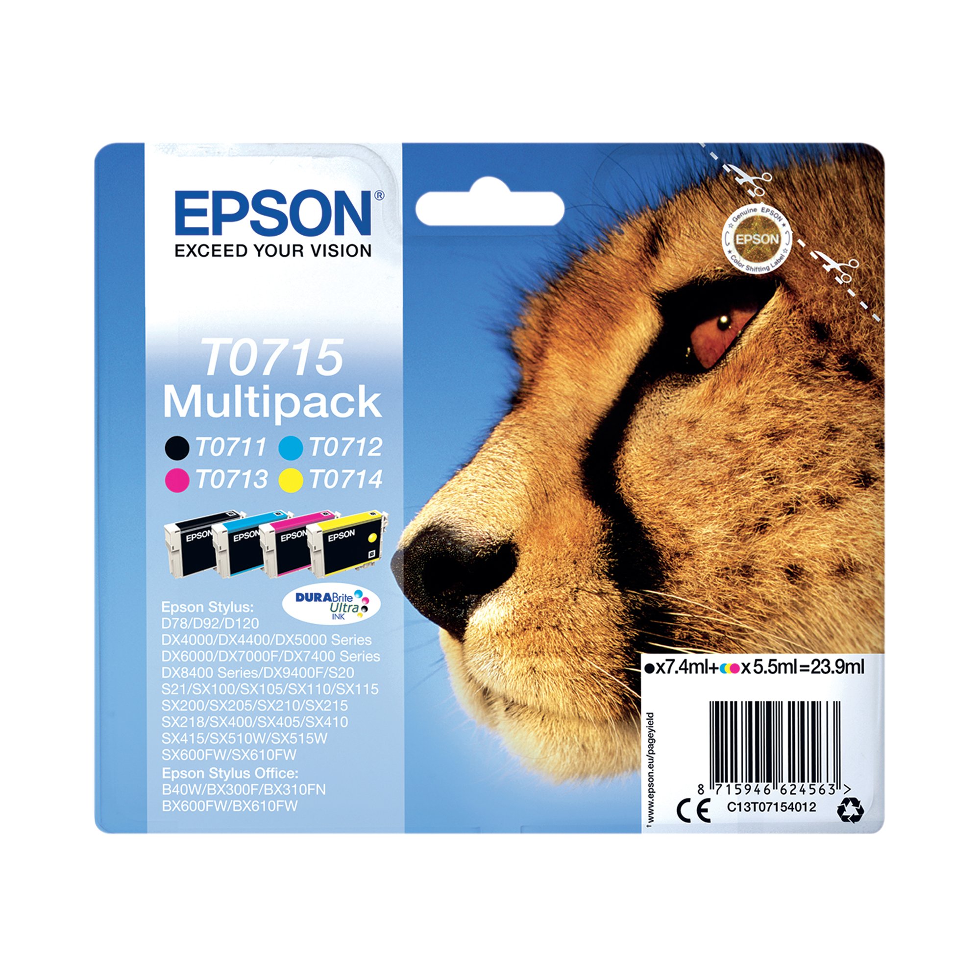 EPSON T0715 INK DURABRITE MLTPK CMYK