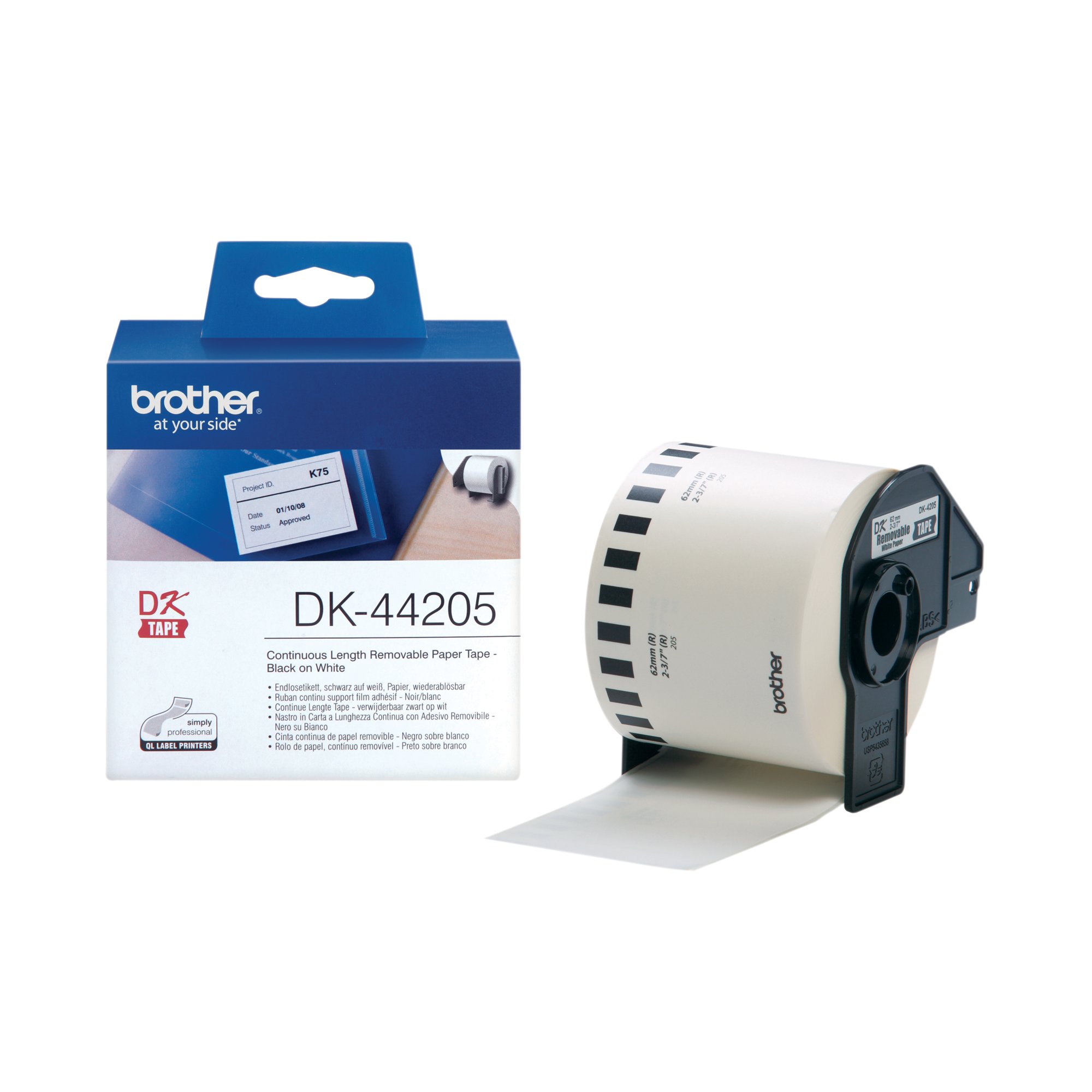 BROTHER CONT PPR LAB RL 62MM BLK/WHT