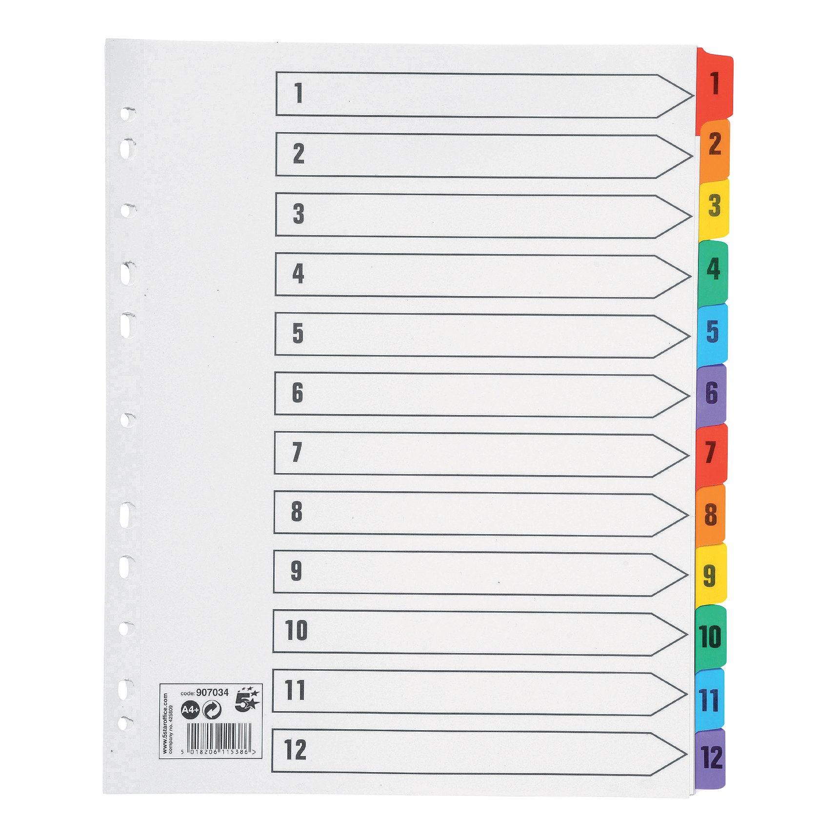 MAXI INDEX 1-12 TAB EXT WIDE A4+ WHT