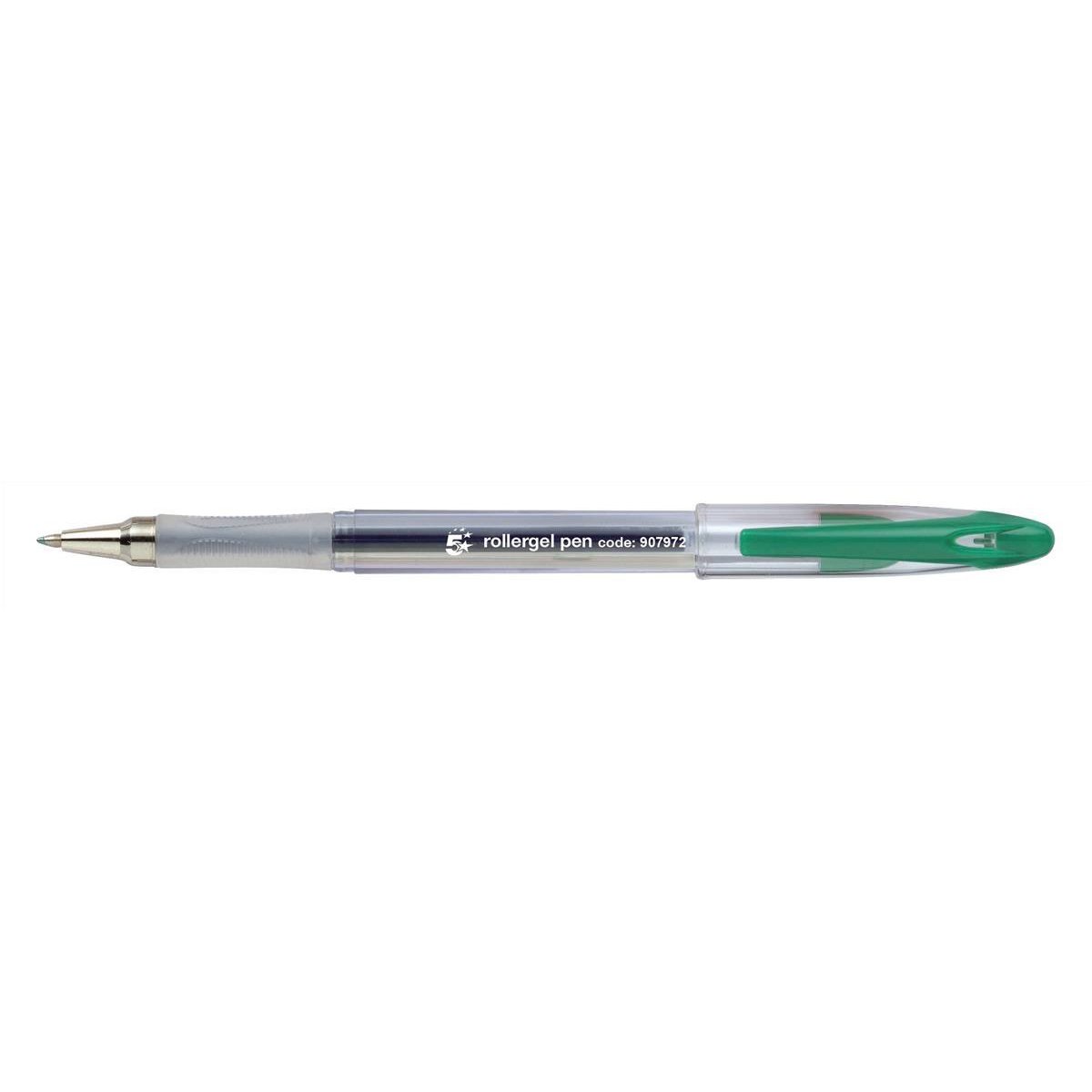 ROLLER GEL PEN CLEAR BARREL GRN PK12