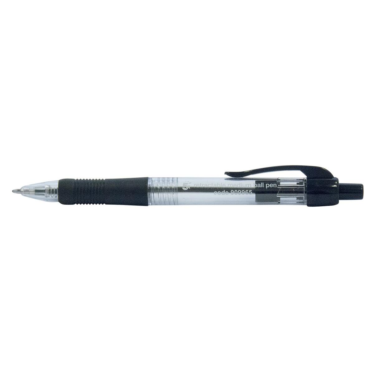 RETR GRIP BALL PEN MEDIUM BLK PK10