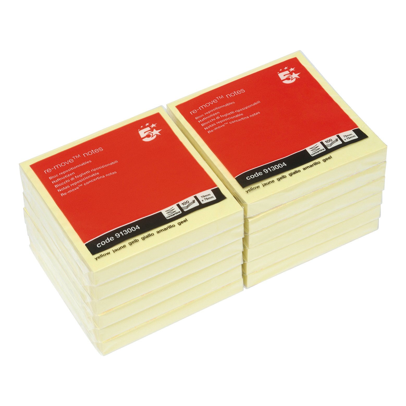 RE-MOVE STICKY NOTES 76X76 YLW PK12