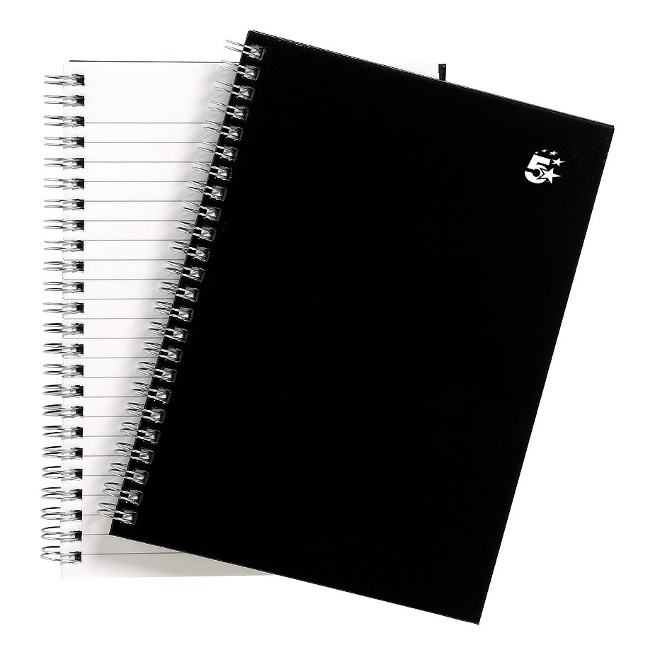 WBND NOTEBOOK RLD 80GSM A5 BLK PK5